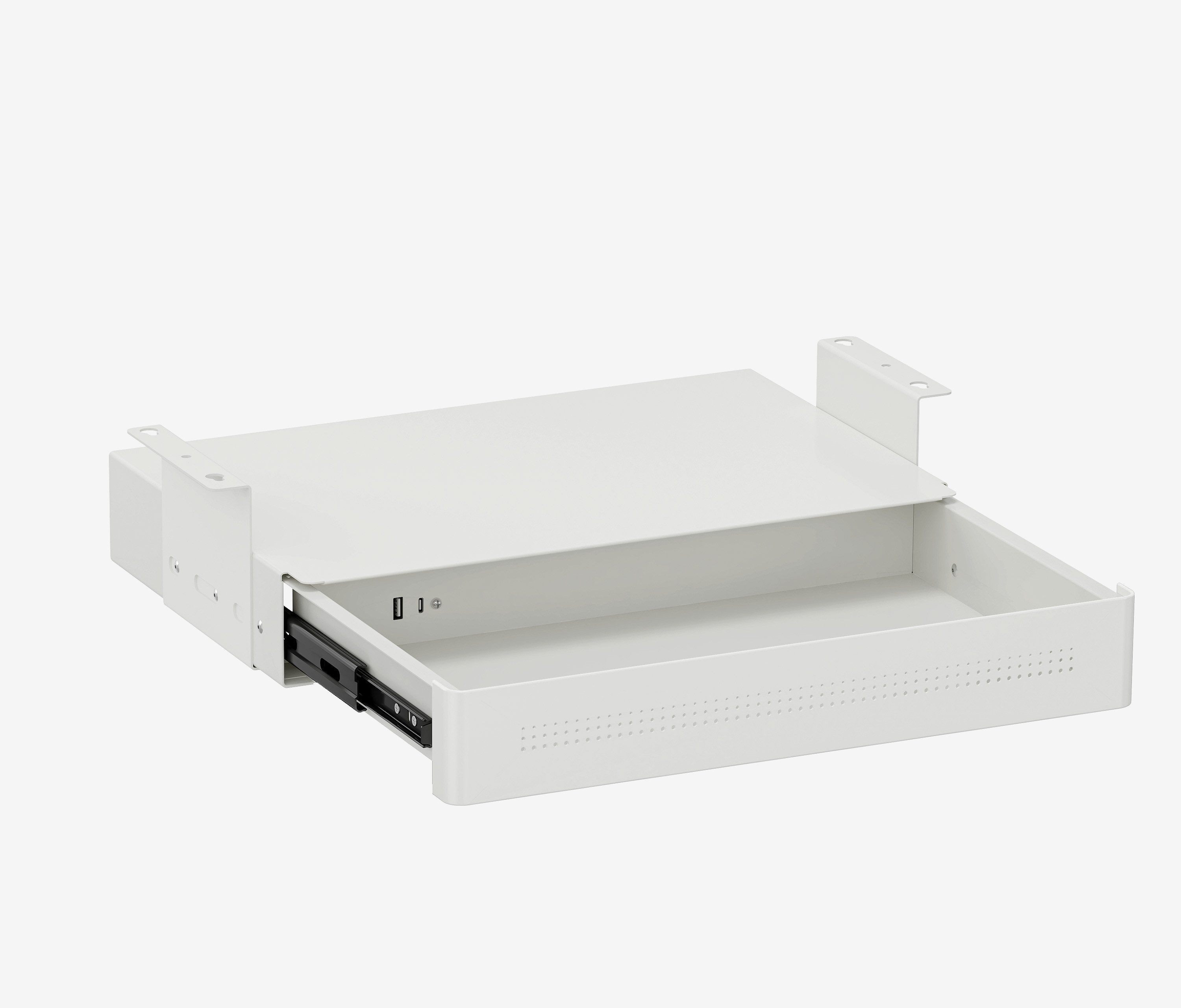 Ergolutions Schublade Untertisch Schublade mit USB Lader, USB A und C / 5 Jahre Garantie / 2 Montageoptionen