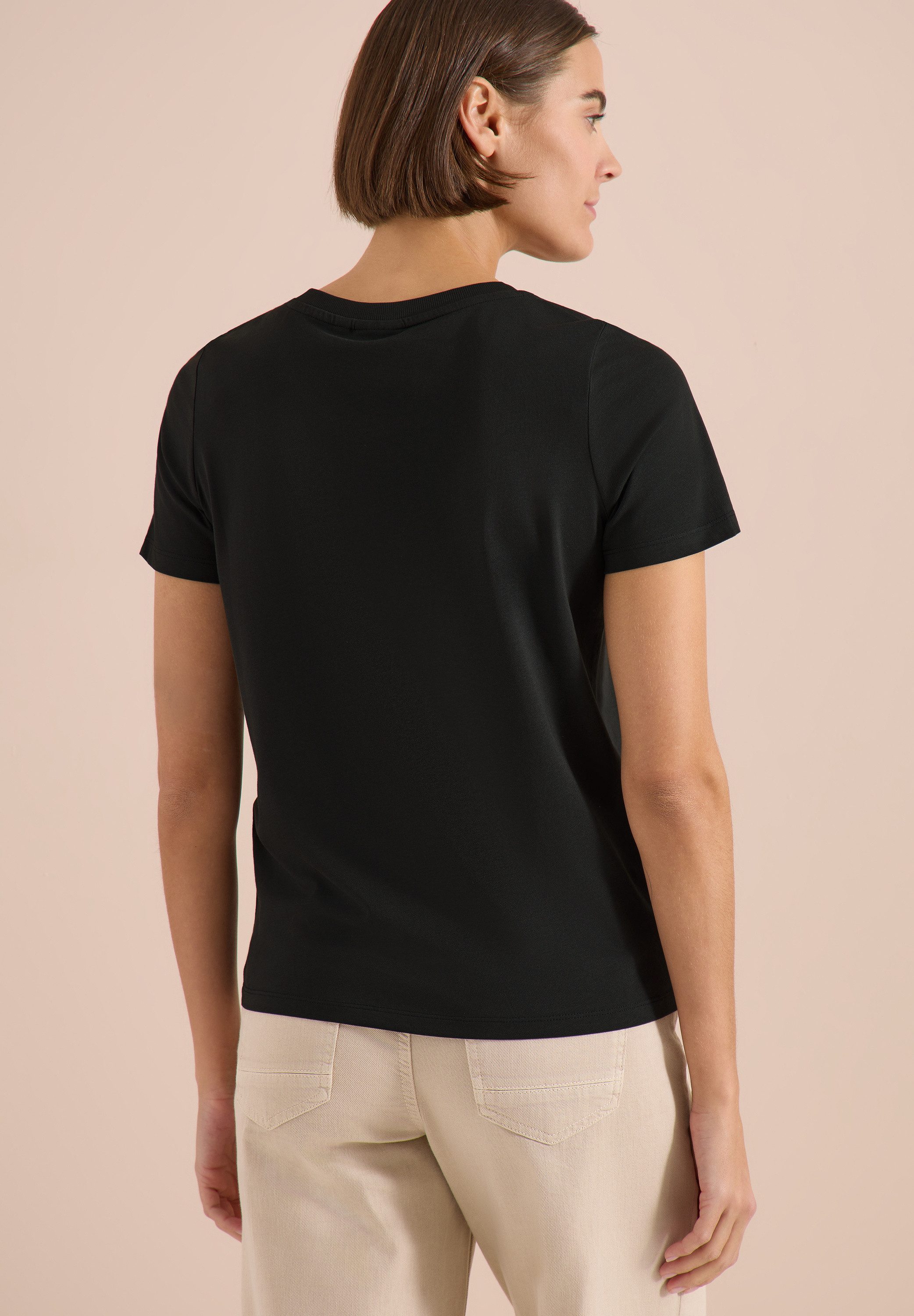 CECIL Kurzarmshirt Sommershirt mit Folienprint