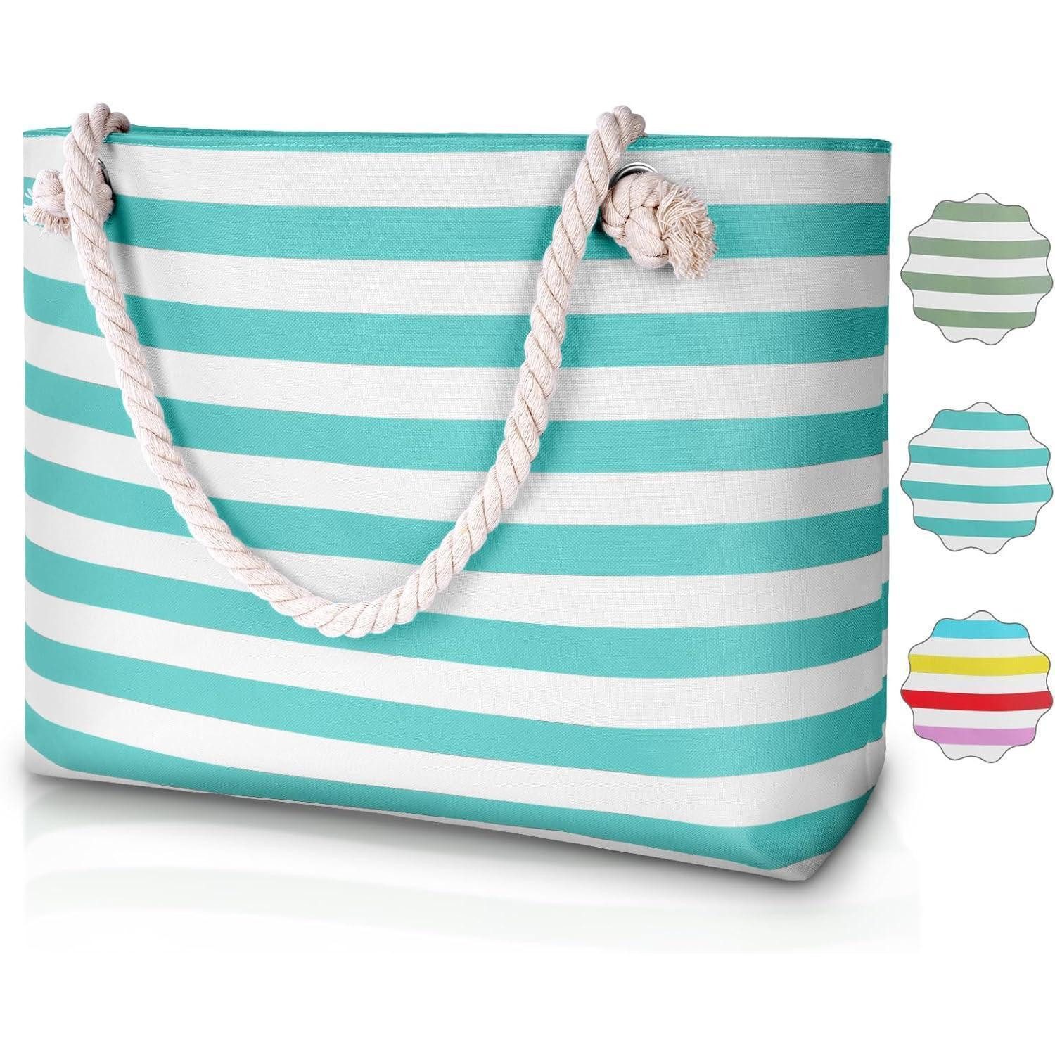 LuxusKollektion XL-Strandtasche Große Wasserdichte Strandtasche mit Reißverschluss und Taschen für