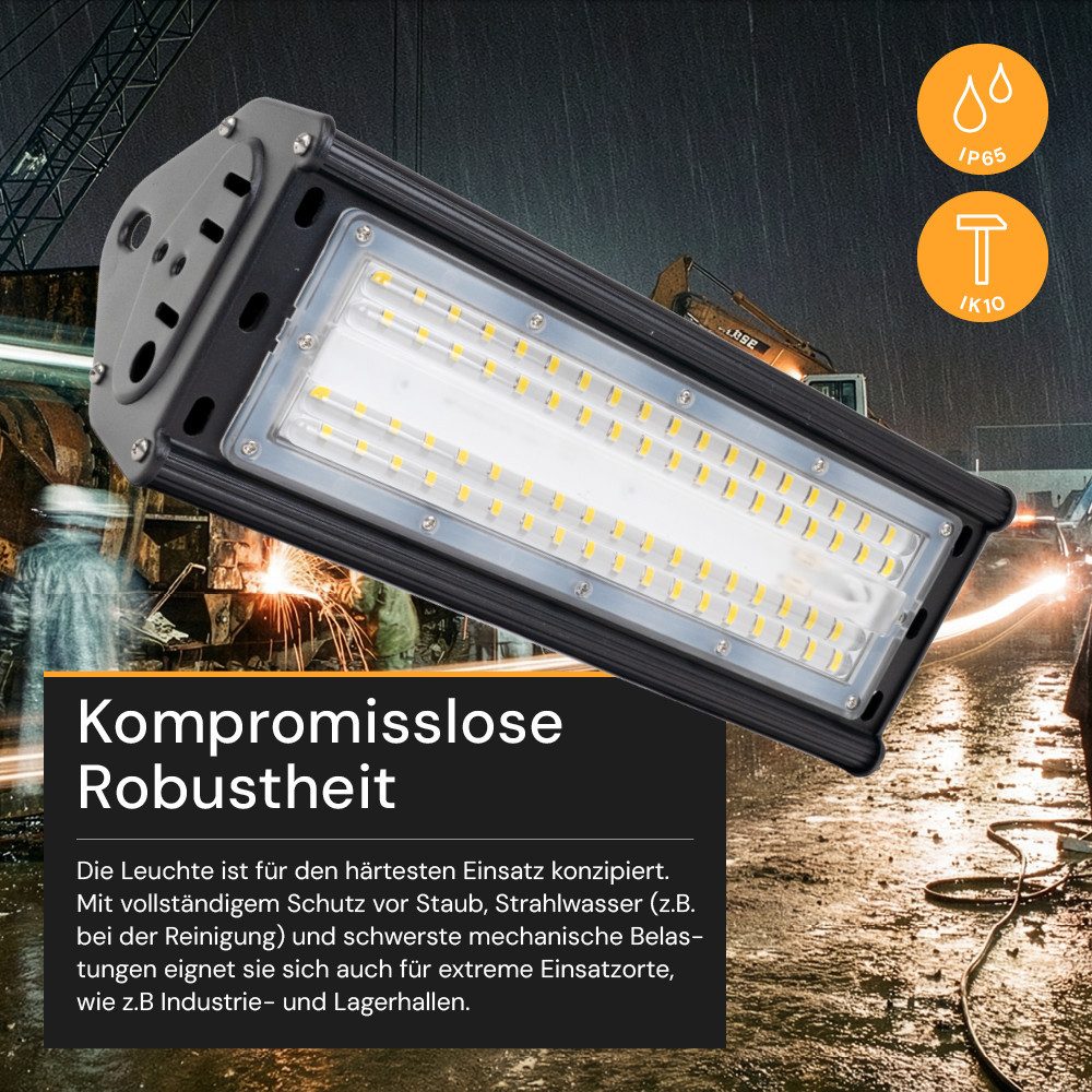 ENOVALITE LED Arbeitsleuchte ENOVALITE LED Hallenstrahler HighBay 50 W 5000 K Neutralweiß Schwarz, LED fest integriert, Tageslichtweiß