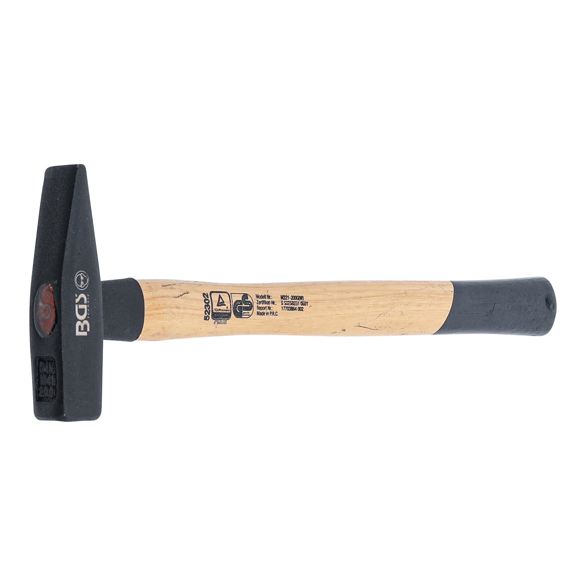 BGS technic Hammer BGS Schlosserhammer 52302, Hickory-Stiel, DIN 1041, 200 g