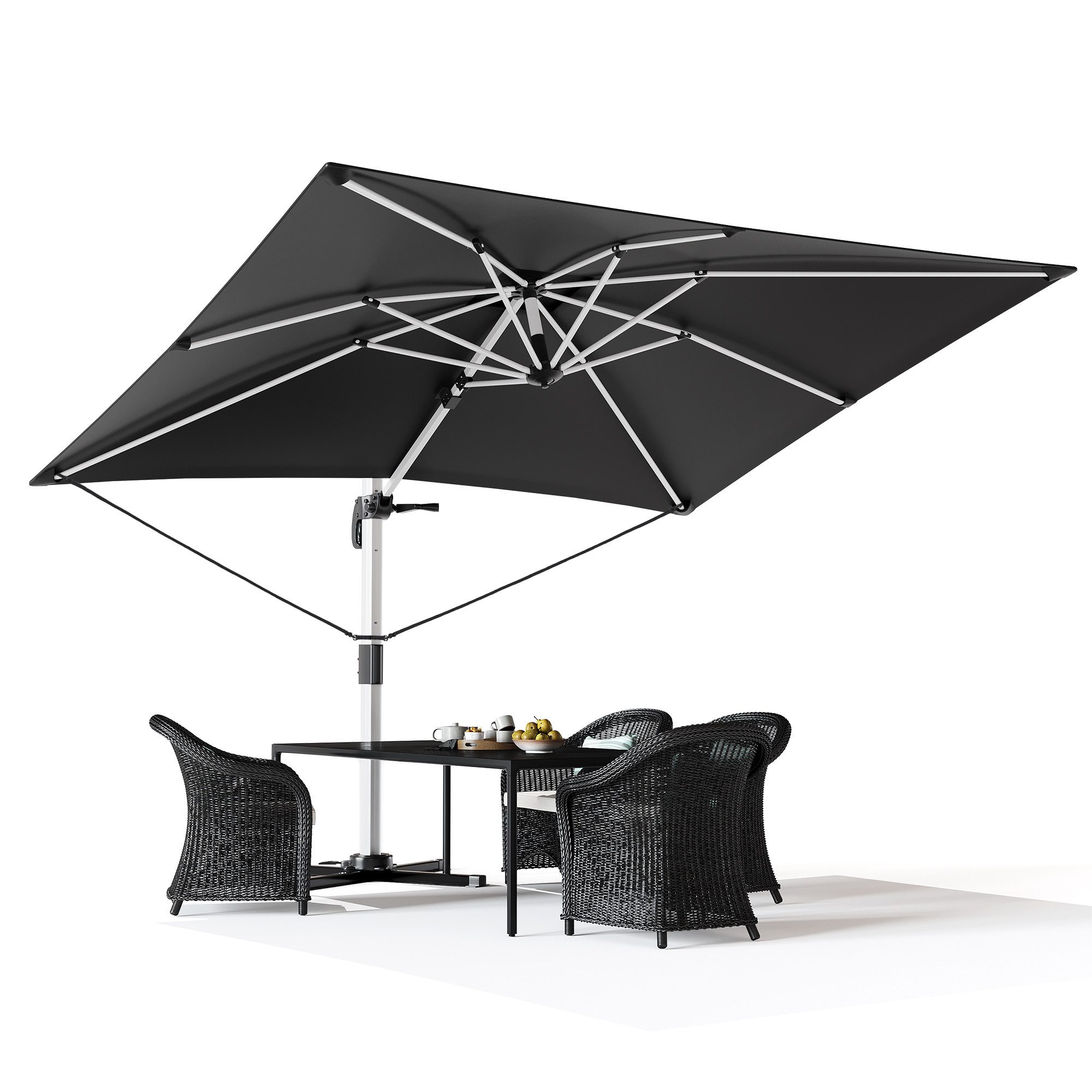 HOMALL Sonnenschirm 300x400 cm Ampelschirm mit Ständer, 360 Grad drehbar, UV-Schutz 50+, 300*400CM, φ330CM, 270*270CM, Gewicht 18-28KG, faltbar, geeignet für Garten, Terrasse, Schwimmbad