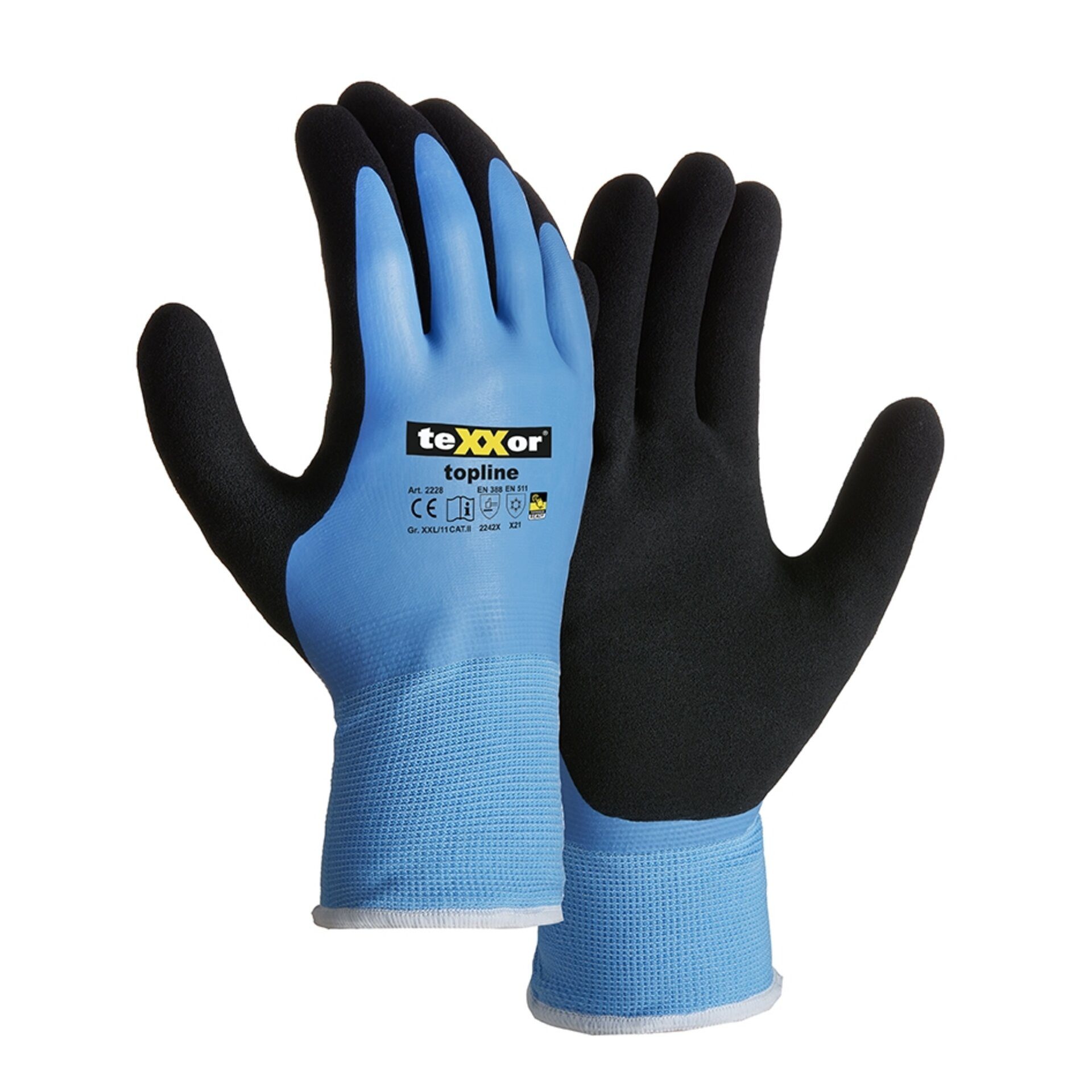 teXXor Winter-Arbeitshandschuhe 2228 Winterhandschuh Kältehandschuh Winter Latex (Packung, 120-St., VPE= 12-120, Gr 8-12) Touchscreen-kompatibel/Wasserdicht