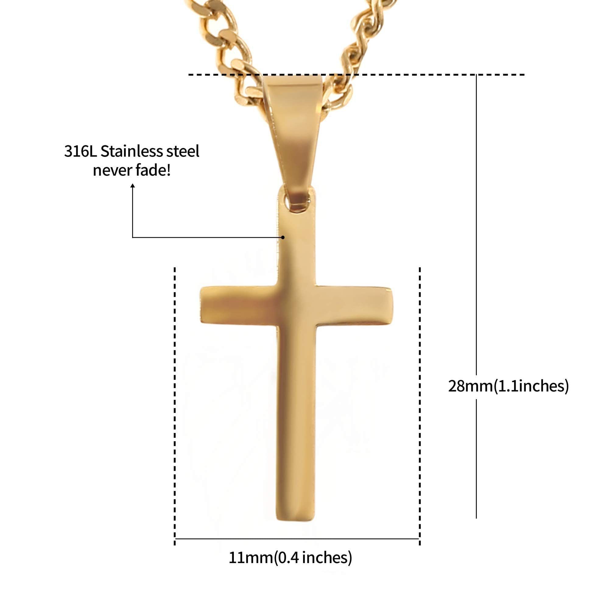 by Nami Anhänger Made Herren, Kreuzkette Anhänger Kreuz Gliederkette Edelstahl mit Kette Gold Halskette