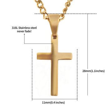 Made by Nami Kette mit Anhänger Halskette Kreuzkette Kreuz Anhänger Herren, Edelstahl Gliederkette