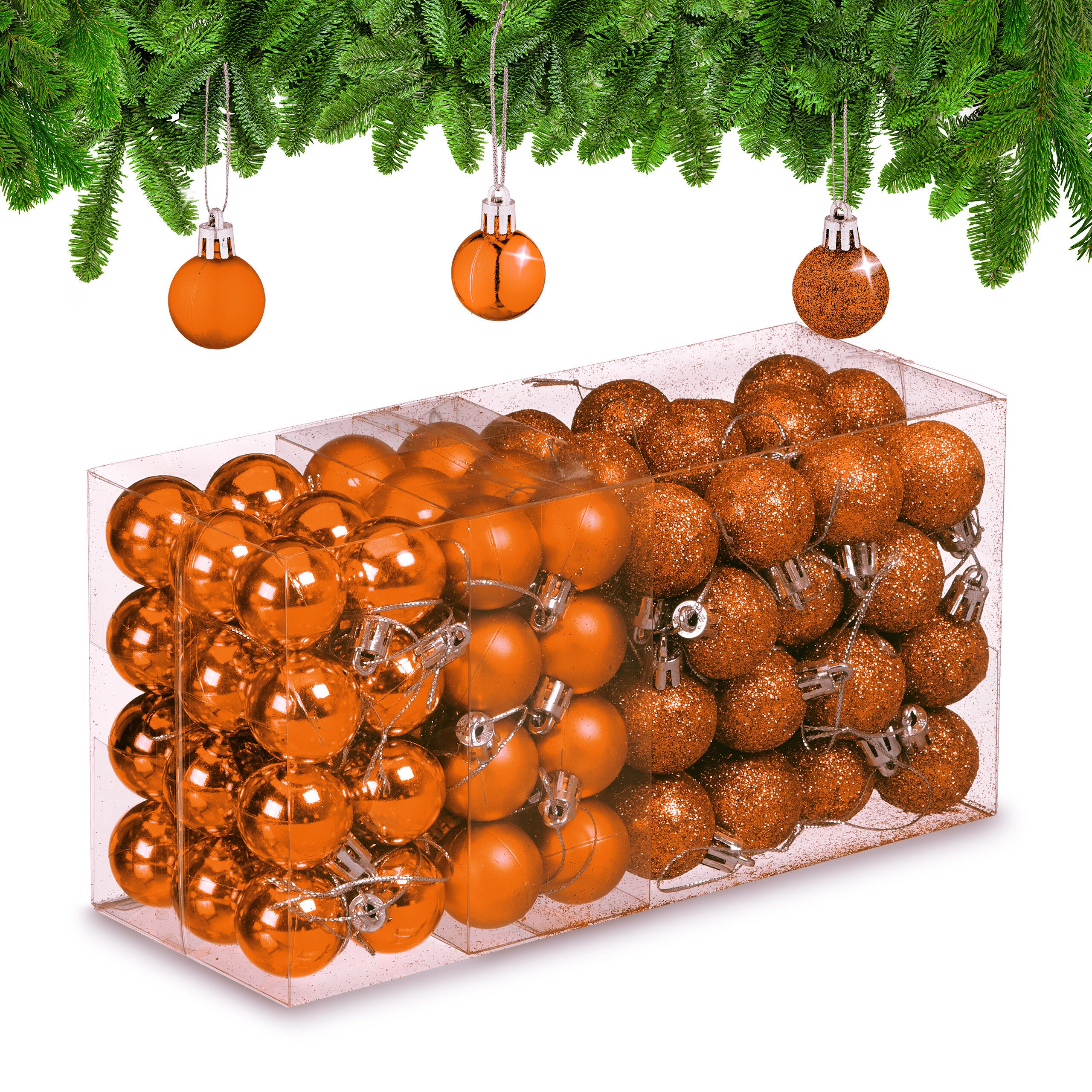 relaxdays Weihnachtsbaumkugel Новогодние шары im 96er Set, orange