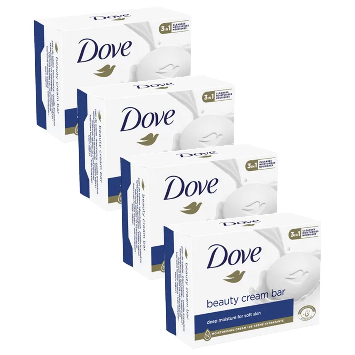 DOVE / UNILEVER Gesichtsseife Dove Beauty Cream Bar 90 g – Milde Reinigung mit Feuchtigkeitscreme, 4-tlg., Mit Feuchtigkeitscreme, Sanfte tägliche Reinigung