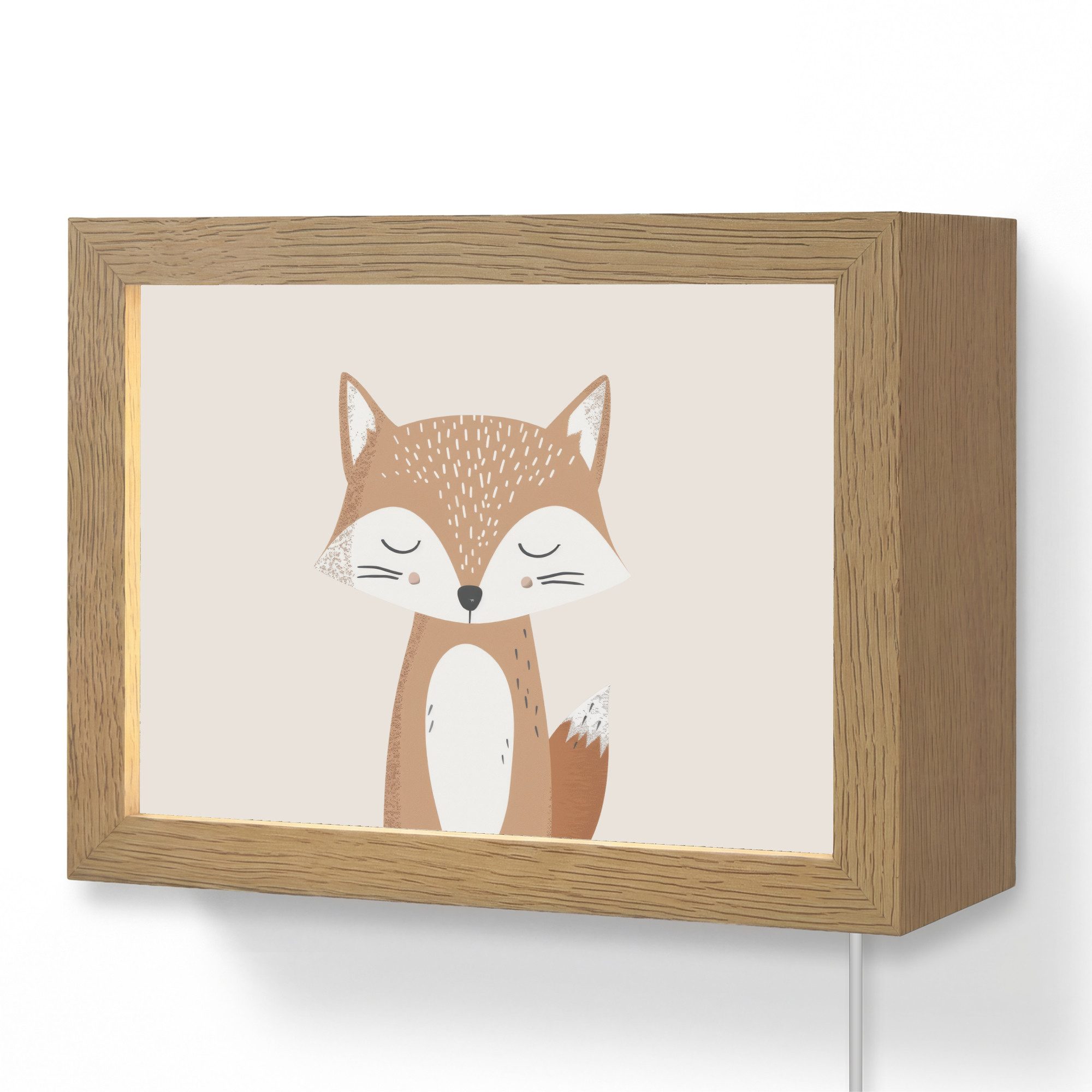 OnlyWow Wandleuchte Lightbox Fuchs - Tier - Waldtiere - Mädchen, Dimmbar, Farbwechsel, LED, Warmweiß, Kaltweiß, Neutralweiß Einstellbar, Wandlampe Innen, Dimmbar, mit Kabel, LED, Modern, Kinder