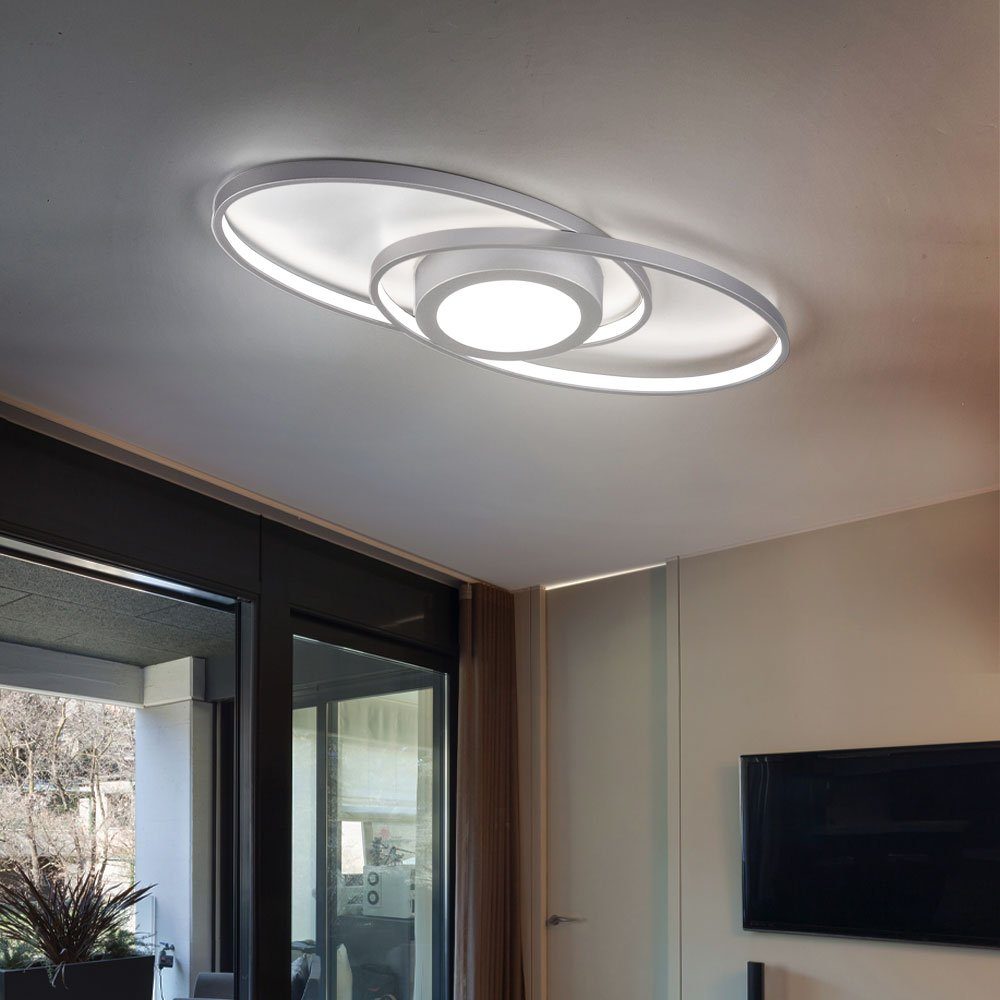 Dimmer Modern LED-Leuchtmittel verbaut, dimmbar Deckenleuchte, titan LED Wohnzimmer Switch Warmweiß, etc-shop Deckenleuchte fest