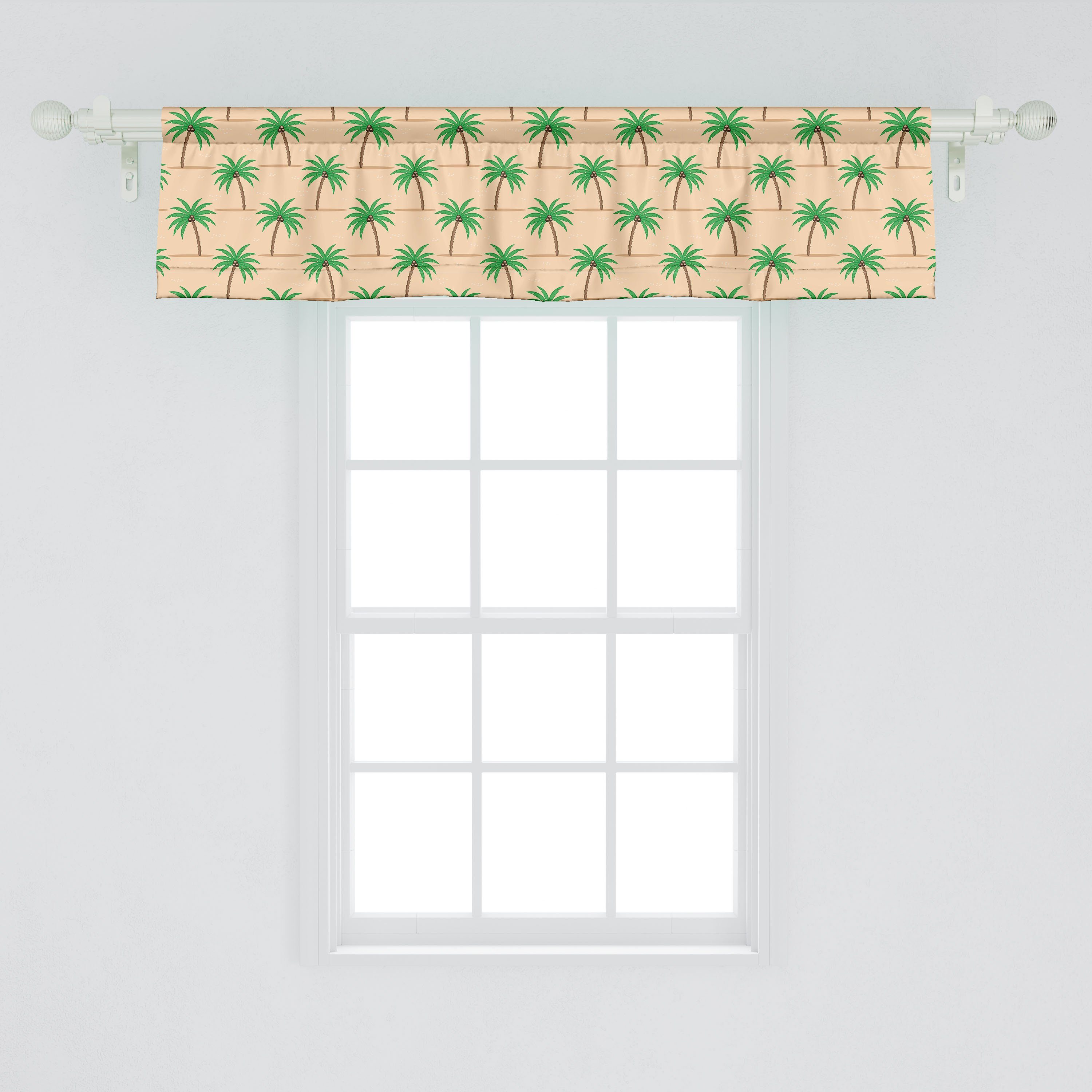 Scheibengardine Vorhang Volant Palme Dekor Küche für Schlafzimmer Abakuhaus, Stangentasche, Oase Repetitive Microfaser, mit