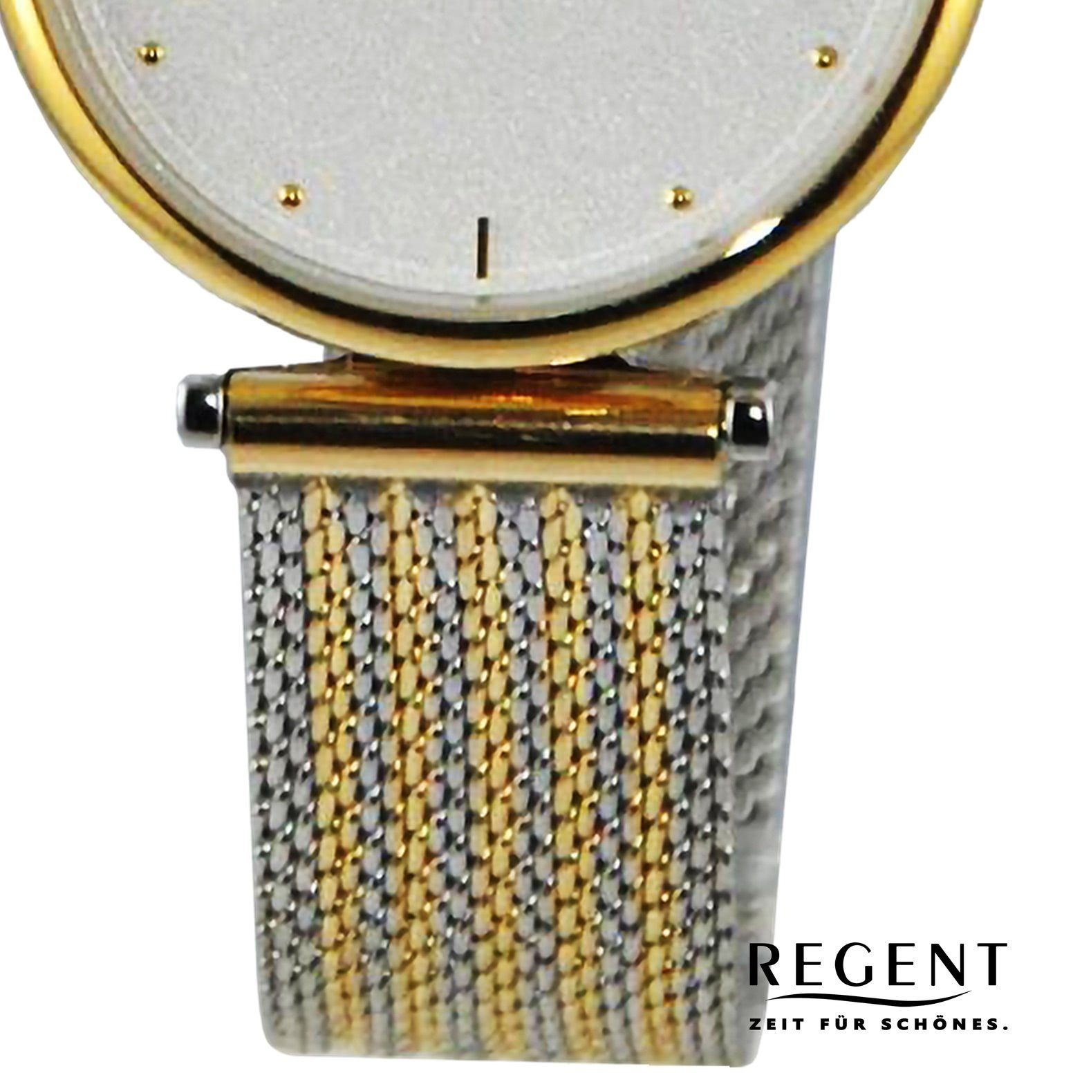 Damen 33mm), extra rund, Regent Regent Quarzuhr Analog, Metallarmband Damen Armbanduhr Armbanduhr groß (ca.