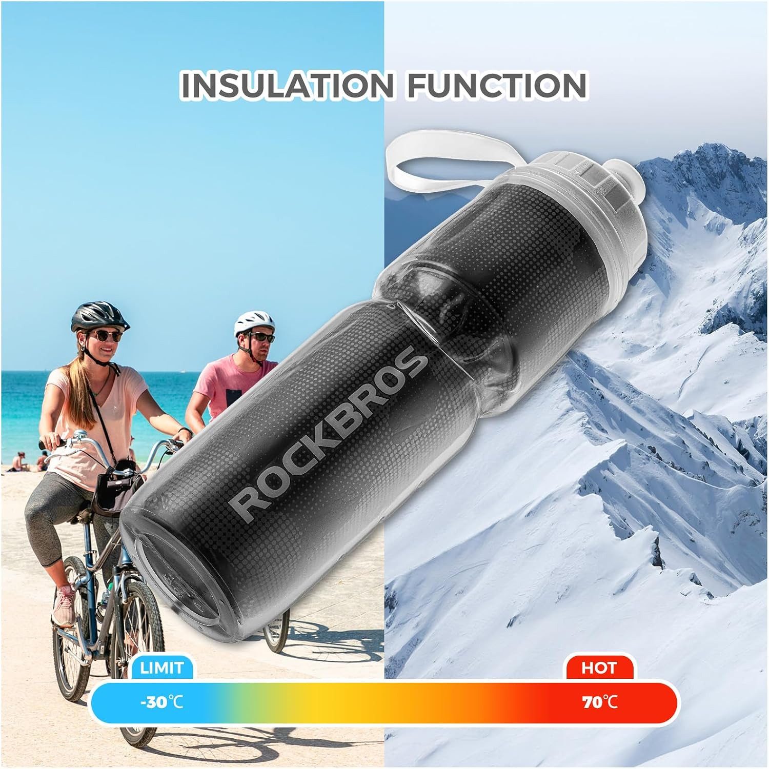 ROCKBROS Trinkflasche Fahrrad-Trinkflasche 670ml, auslaufsicher & BPA-frei, rosa
