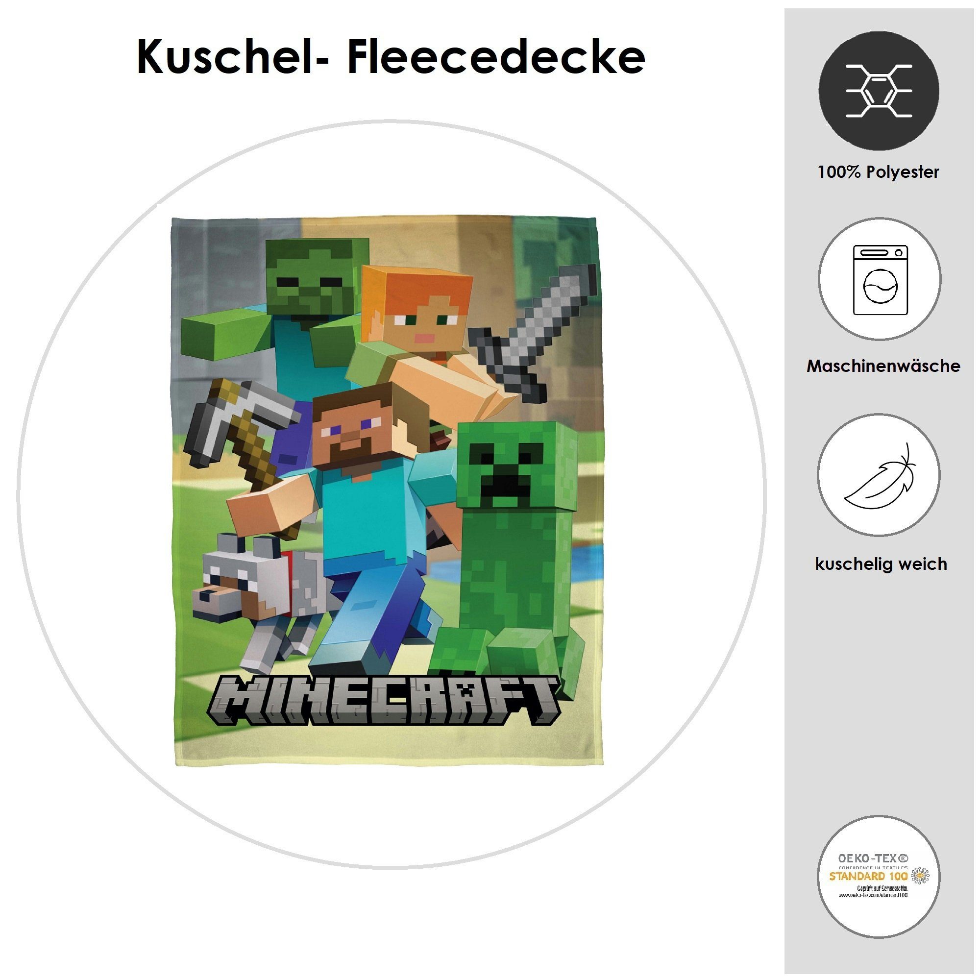 Kinderdecke Super flauschige Minecraft Kuscheldecke "Detail" günstig online kaufen