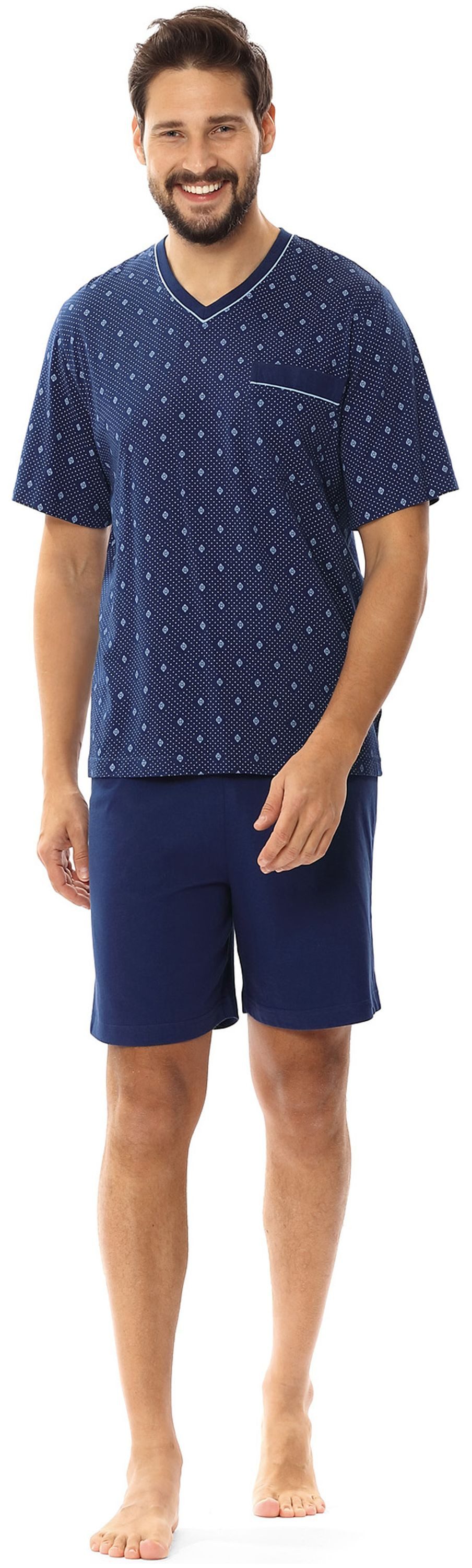 Comte Schlafanzug (Set, 2 tlg., Set) Herren Schlafanzug Pyjama Kurzarm Baumwolle V-Ausschnitt