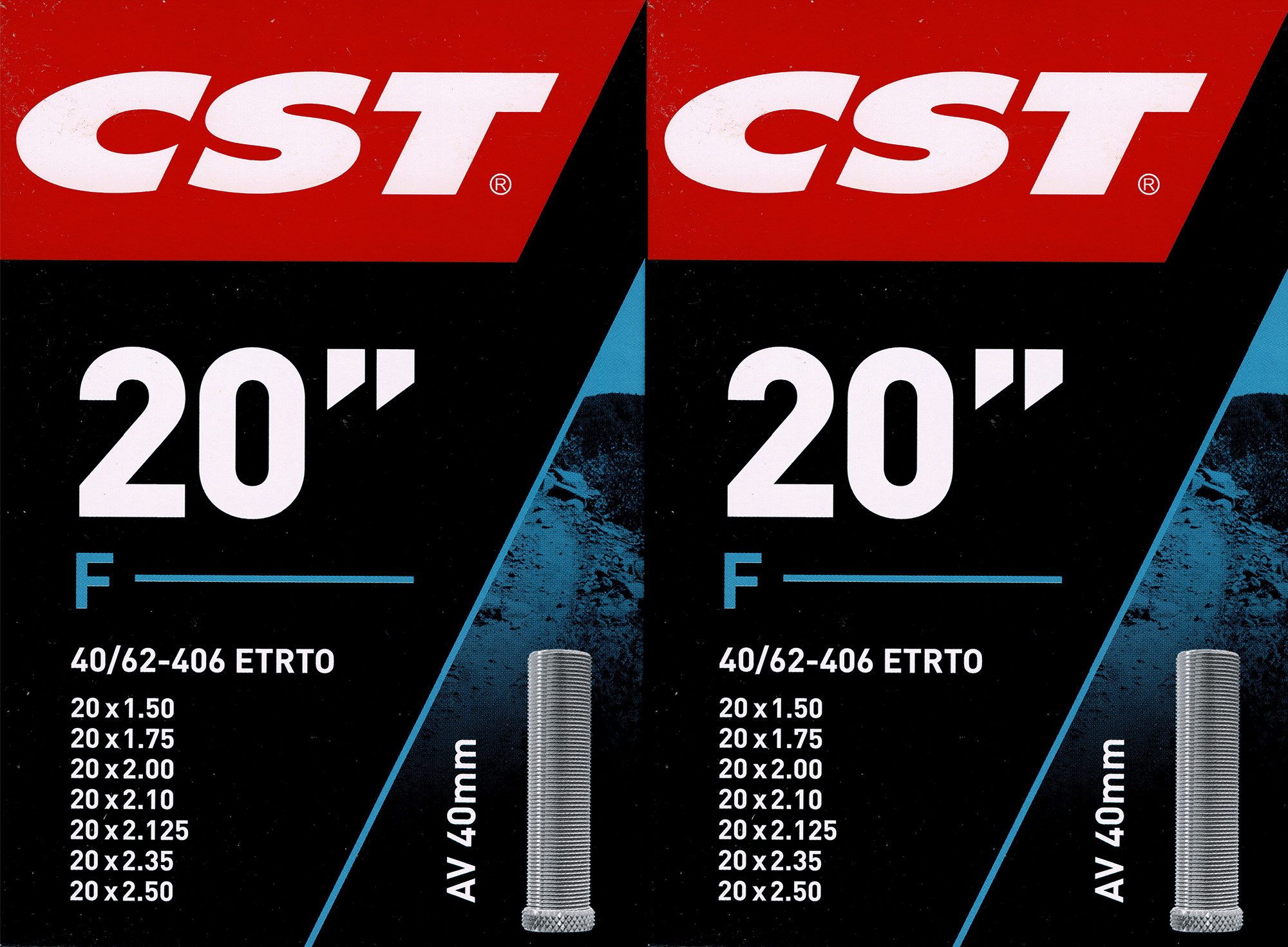 Fahrradschlauch 2x CST 20 AV Schlauch 20 Zoll (40/62-406) Fahrradschlauch