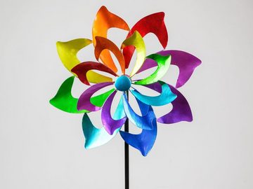 Kremers Schatzkiste Gartenfigur Buntes Windrad Blume für den Garten aus Metall