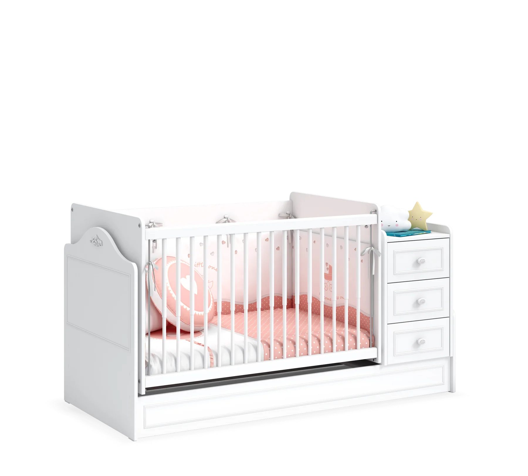 Babybett ROMANTIC Kinderbett, 70x115-70x160 cm