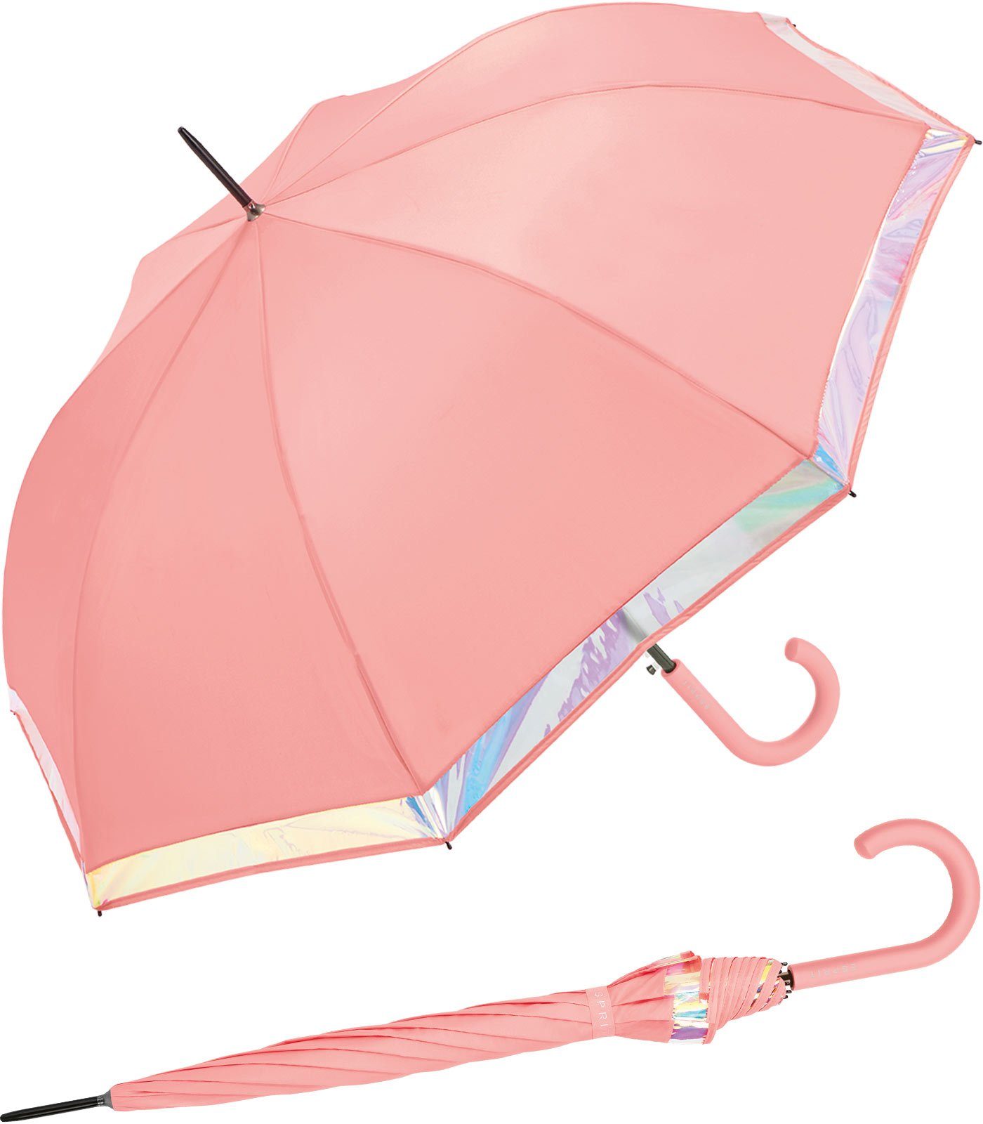 Stockregenschirm Damen Regenschirm mit Automatik Shiny Border