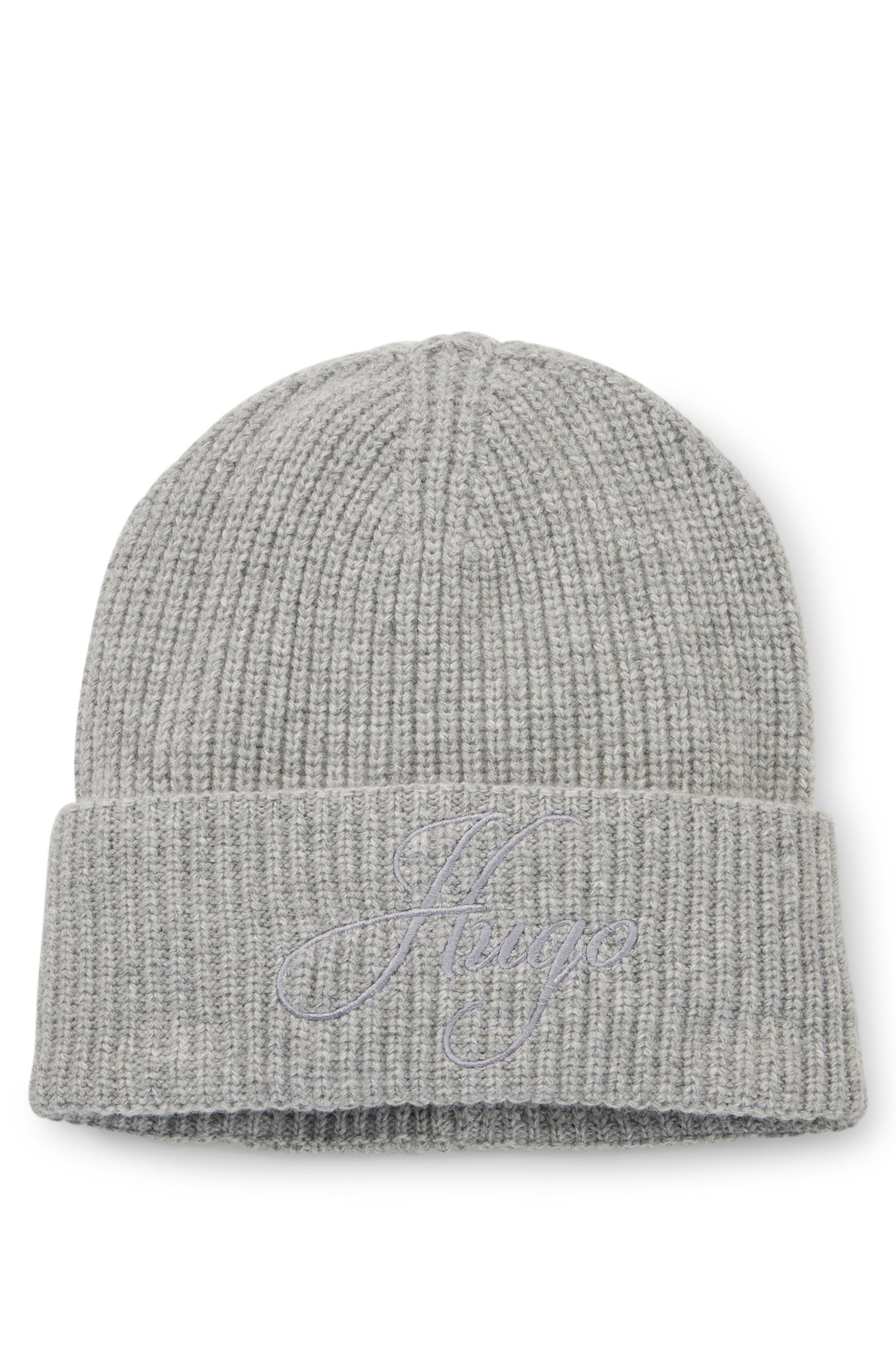 HUGO Strickmütze Socialy 2.0 Hat aus edlem Materialmix mit Woll- und Kaschmir-Anteil, unisex