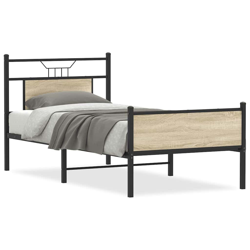 vidaXL Bett Bettgestell ohne Matratze Sonoma-Eiche günstig online kaufen