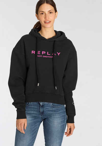 Replay Sweatshirt Crop-Sweater mit Kapuze Replay-Logo