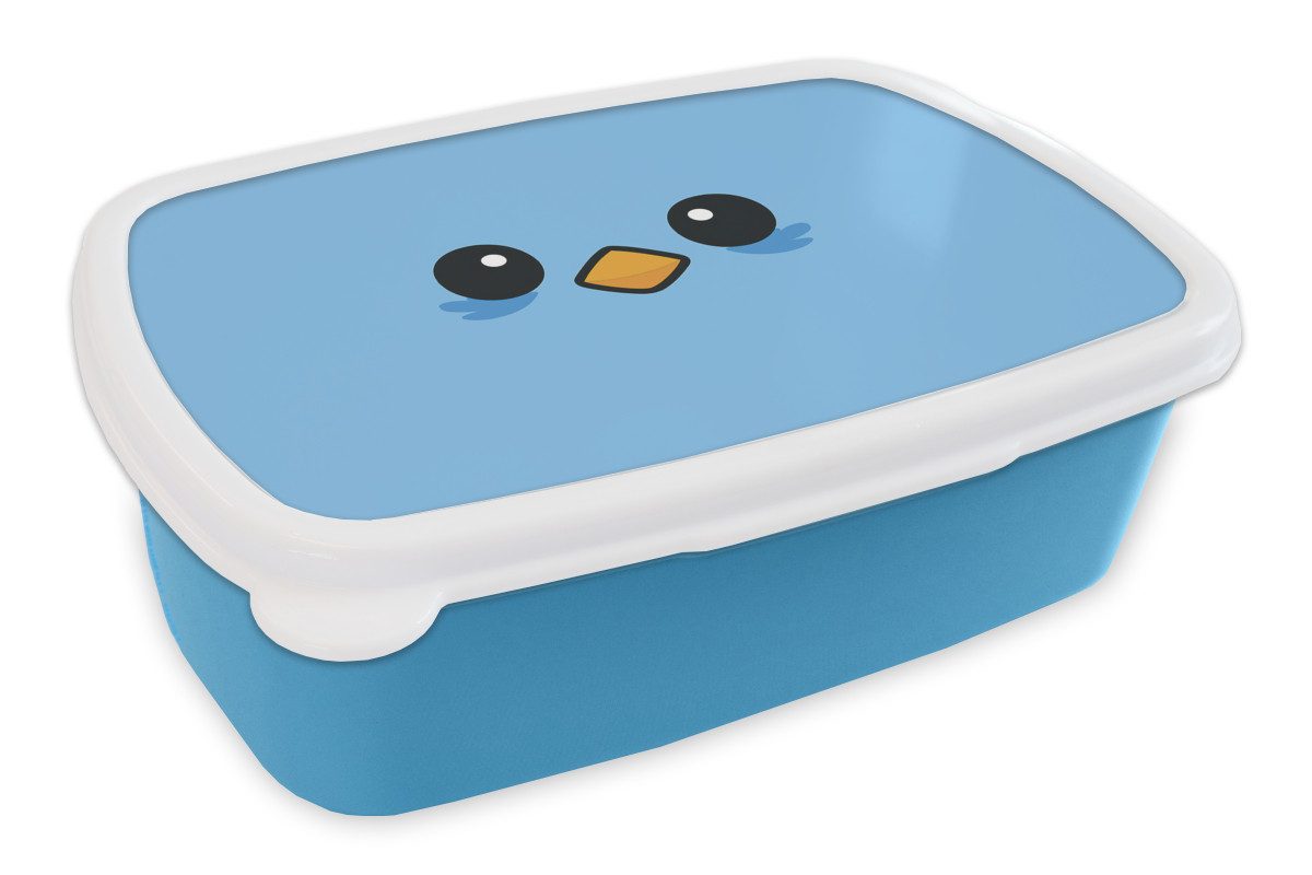 MuchoWow Lunchbox Vogel - Blau - Einfach, Kunststoff, (2-tlg), Brotdose, Lunchbox, Brotbox für Kinder und Erwachsene