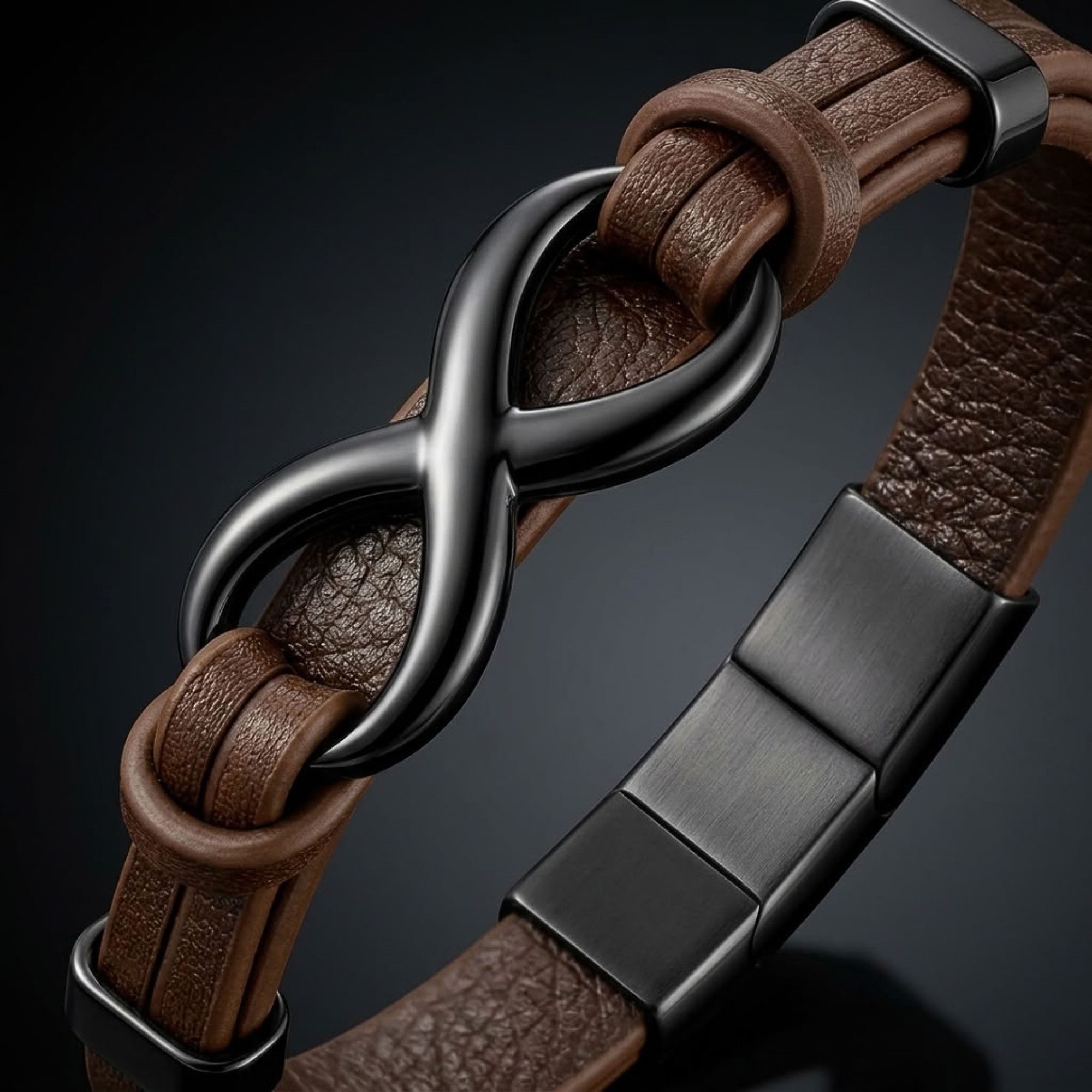 UNIQAL.de Lederarmband Unendlichkeit Leder Armband "INFINITY" Herren (Edelstahl, Echtleder, Casual Style, Handgefertigt), Designed in Germany – Bild 3 von 5