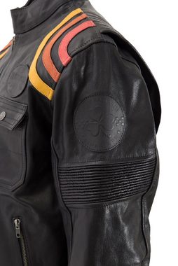 KingKerosin Lederjacke Cafe Racer mit »Cafe Racer« Print und Racer-Streifen