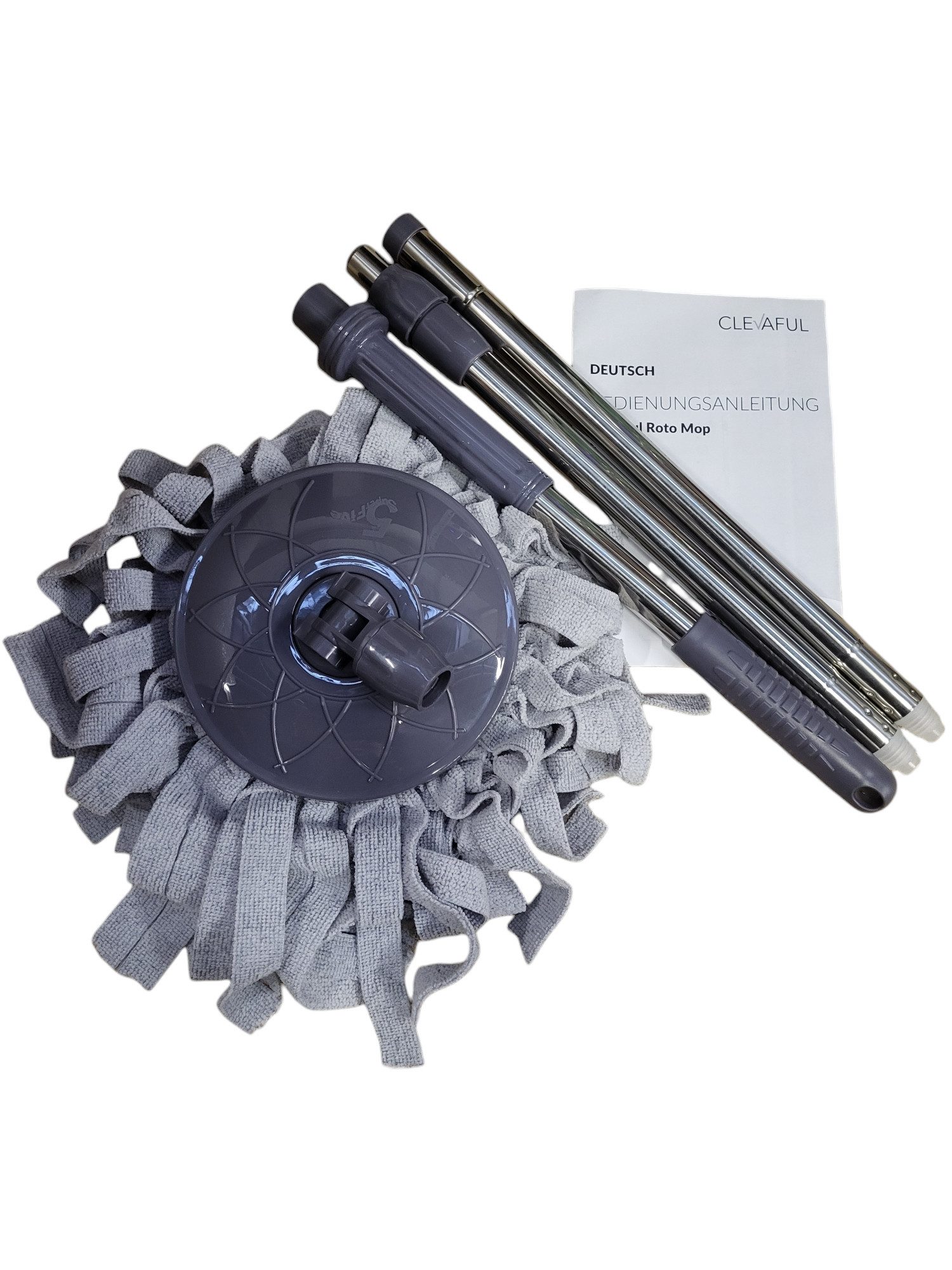 HSE24 Putzeimer Rotomop 5.0 Super Five Kit Eimer, Mopp mit Leistungsmikrofaserplätzen