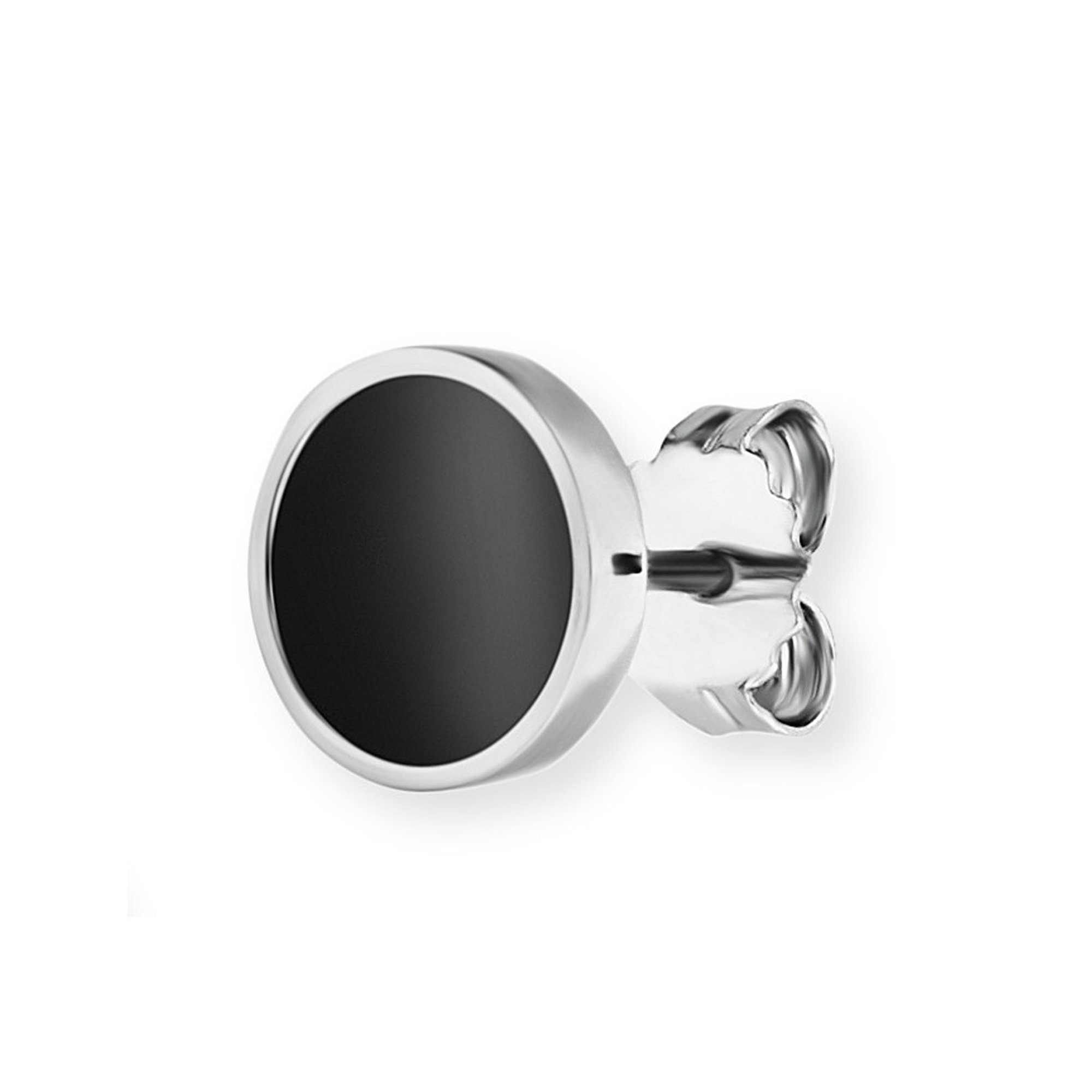 CAÏ Single-Ohrstecker 925 Onyx Sterling Silber rhodiniert