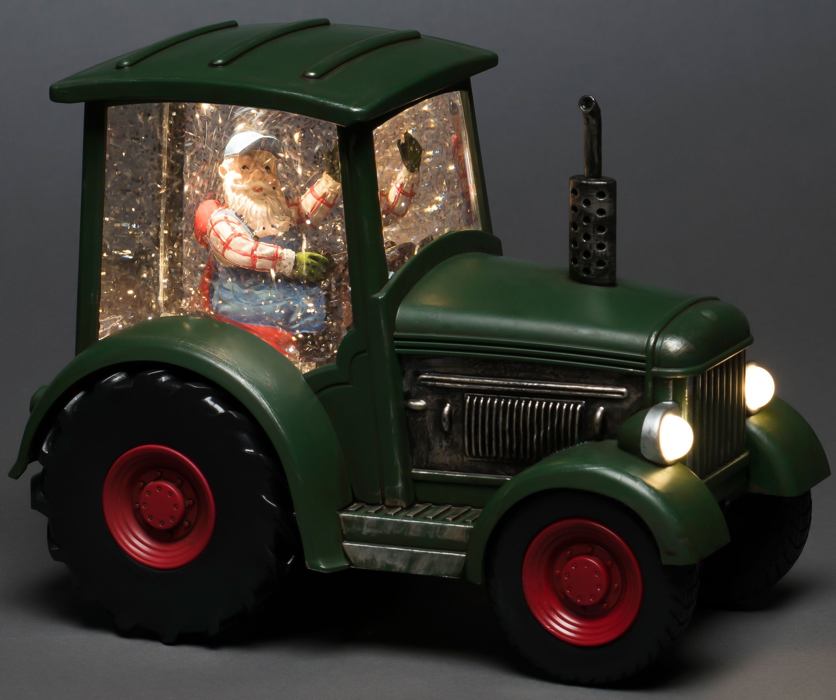 KONSTSMIDE LED LED Traktor Weihnachtsdeko, integriert, Mann, mit für Warmweiß, Innenbereich, altem Timerfunktion, Dekolicht LED fest den wassergefüllt