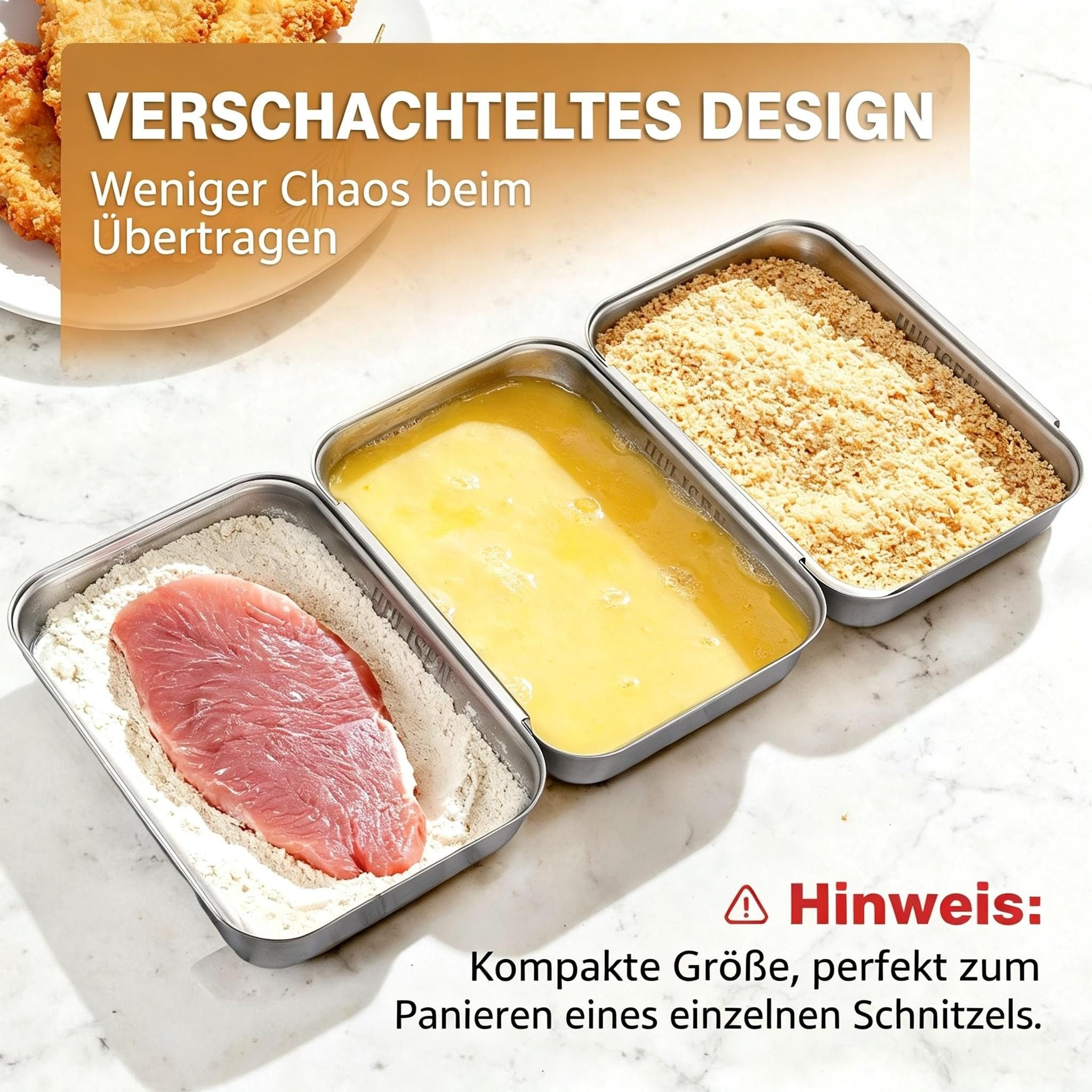 Kityhome Panierschale Set 3-teilig Edelstahl Panierpfannen Backofenfest Panierset, Edelstahl, (Set), 3-teilig Breading-Pfannen,platzsparend,mehlieren / panieren