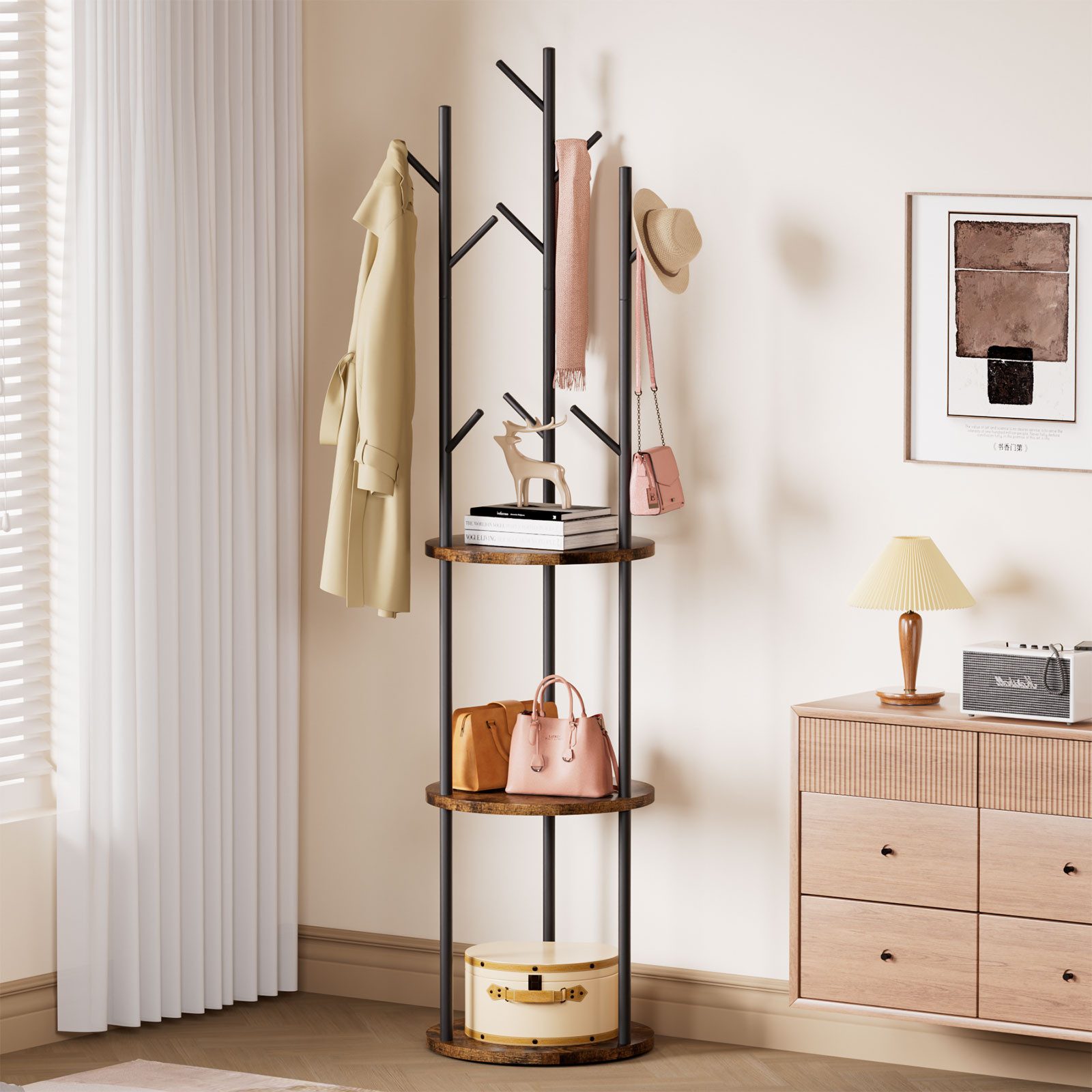 Yorbay Garderobenständer Kleiderständer aus Holz&Metalrahmen, Garderobe mit günstig online kaufen