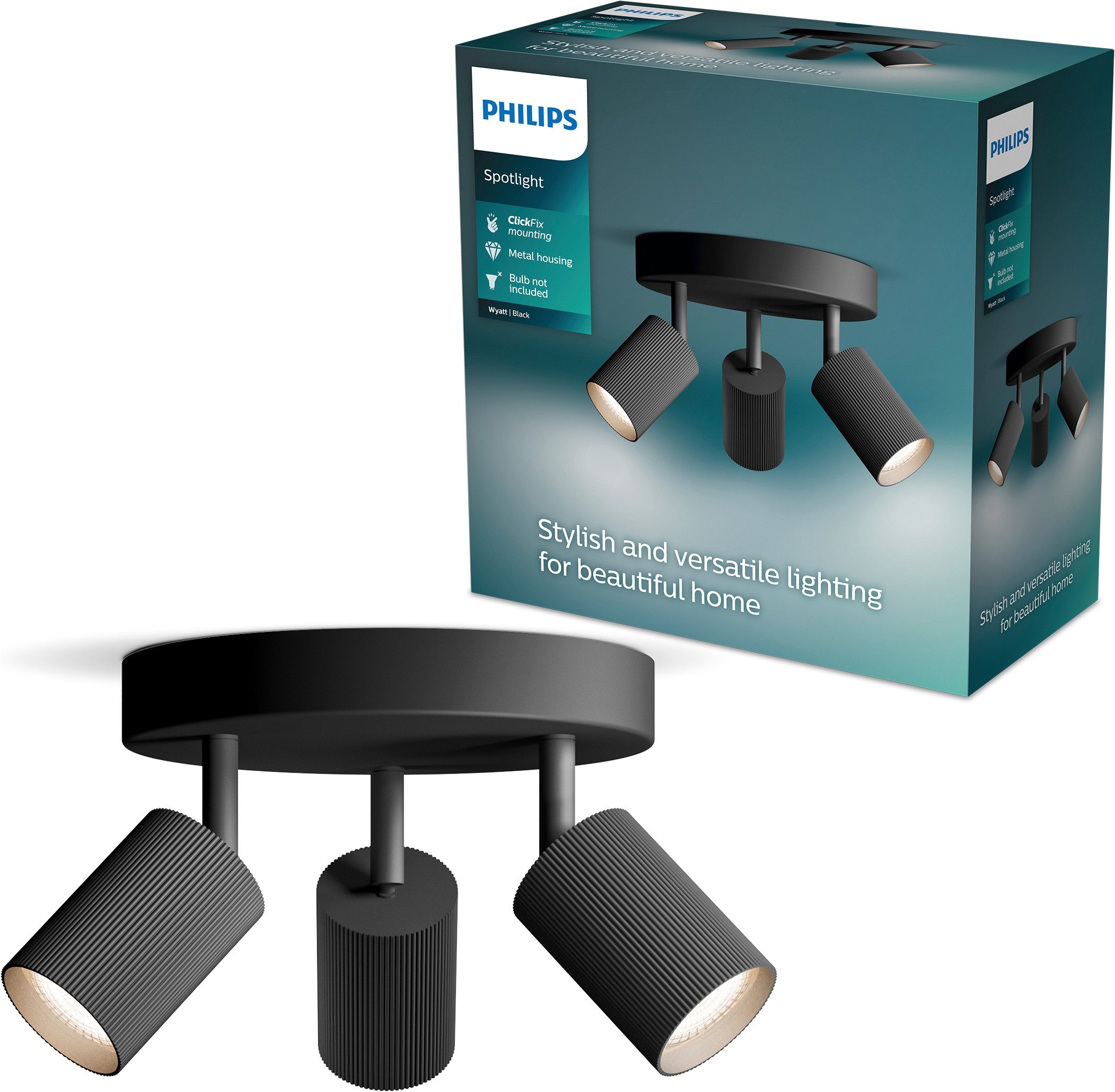 Philips Deckenspot Wyatt LED, Aluminium, exklusive GU10, ohne Leuchtmittel, Wand- & Deckenmontage, schwenkbar