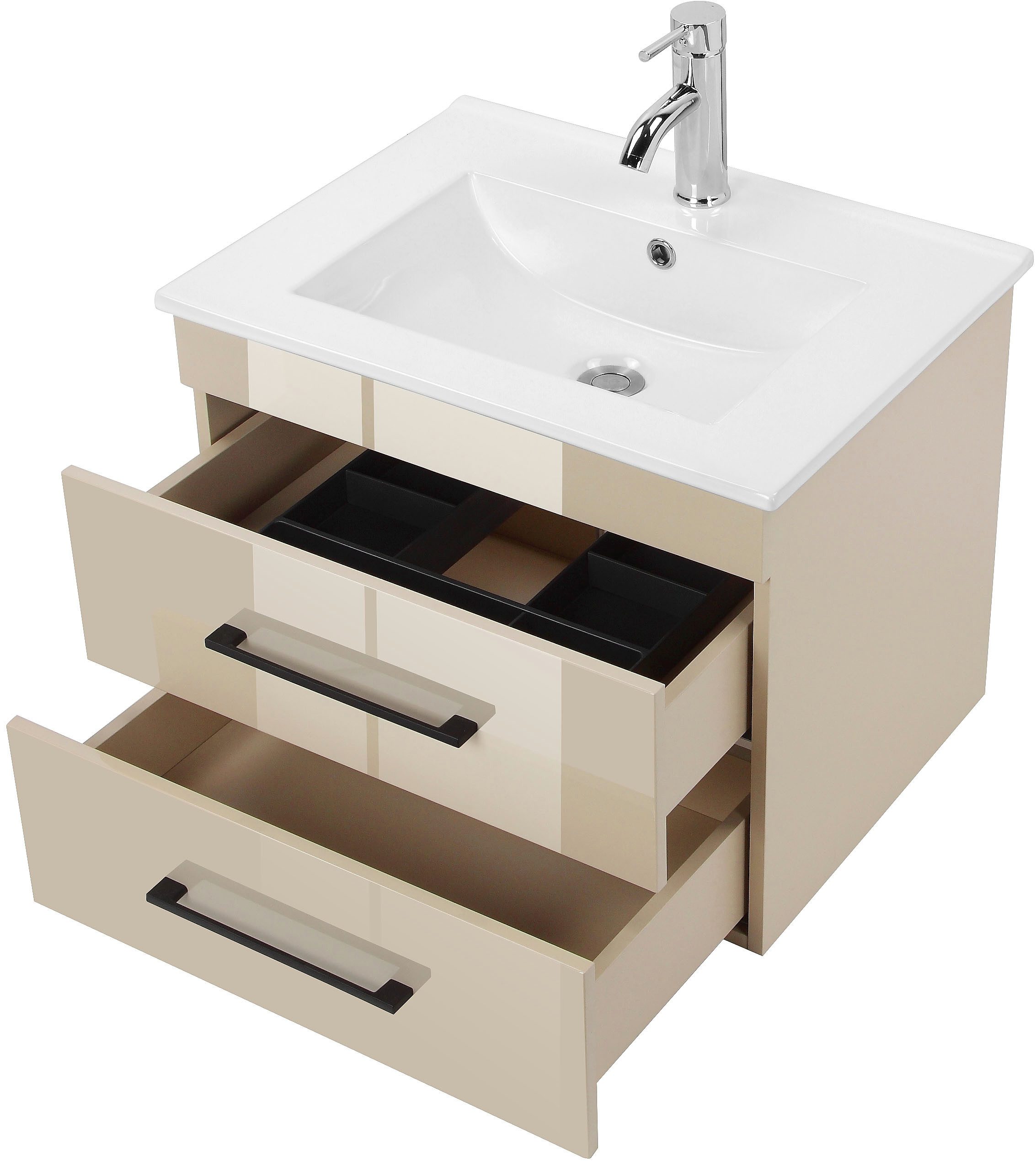 welltime Waschtisch Florenz Badschrank Badmöbel inkl. Waschbecken (Komplett-Set) – Bild 4 von 5