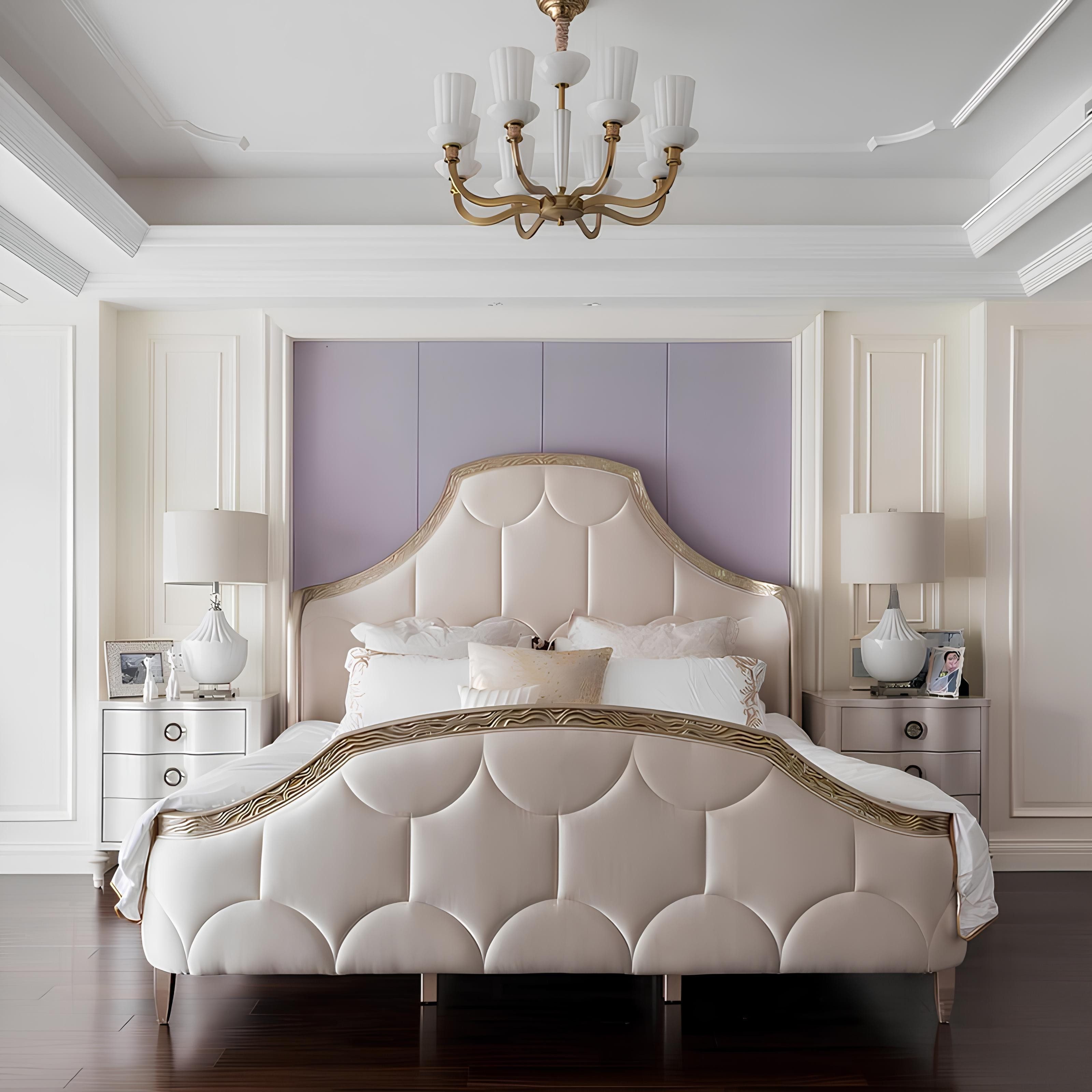 Xlmoebel Polsterbett Luxuriöses Holz-Doppelbett im klassischen Landhausstil (Doppelbett, 1-tlg., Bett), Hergestellt in Europa