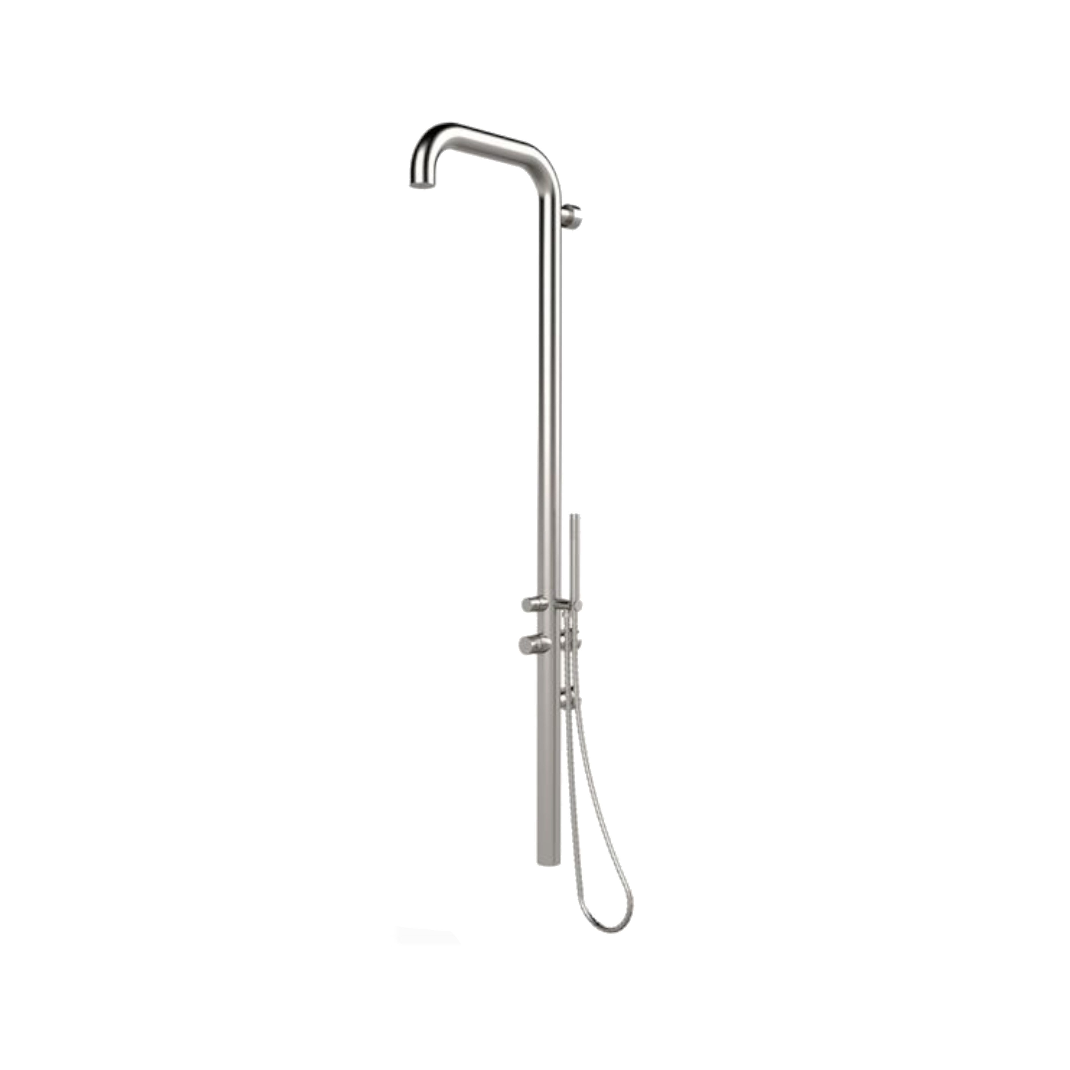 HAF Gartendusche Ideal Gartendusche SYLT Wandmontage Kalt & Warmwasser Dusche V2A (Mit Flansch zur Bodenmontage, Outdoor Dusche mit Einhebelmischer), Pooldusche als Kopf- & Körperdusche
