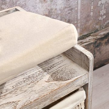 Mucola Sitzbank Kommode 5 Körben Shabby Stil Truhenbank Flurbank Vintage Sitzkissen (Stück), 2-in-1: Kommode und Sitzbank mit 5 Schubladen