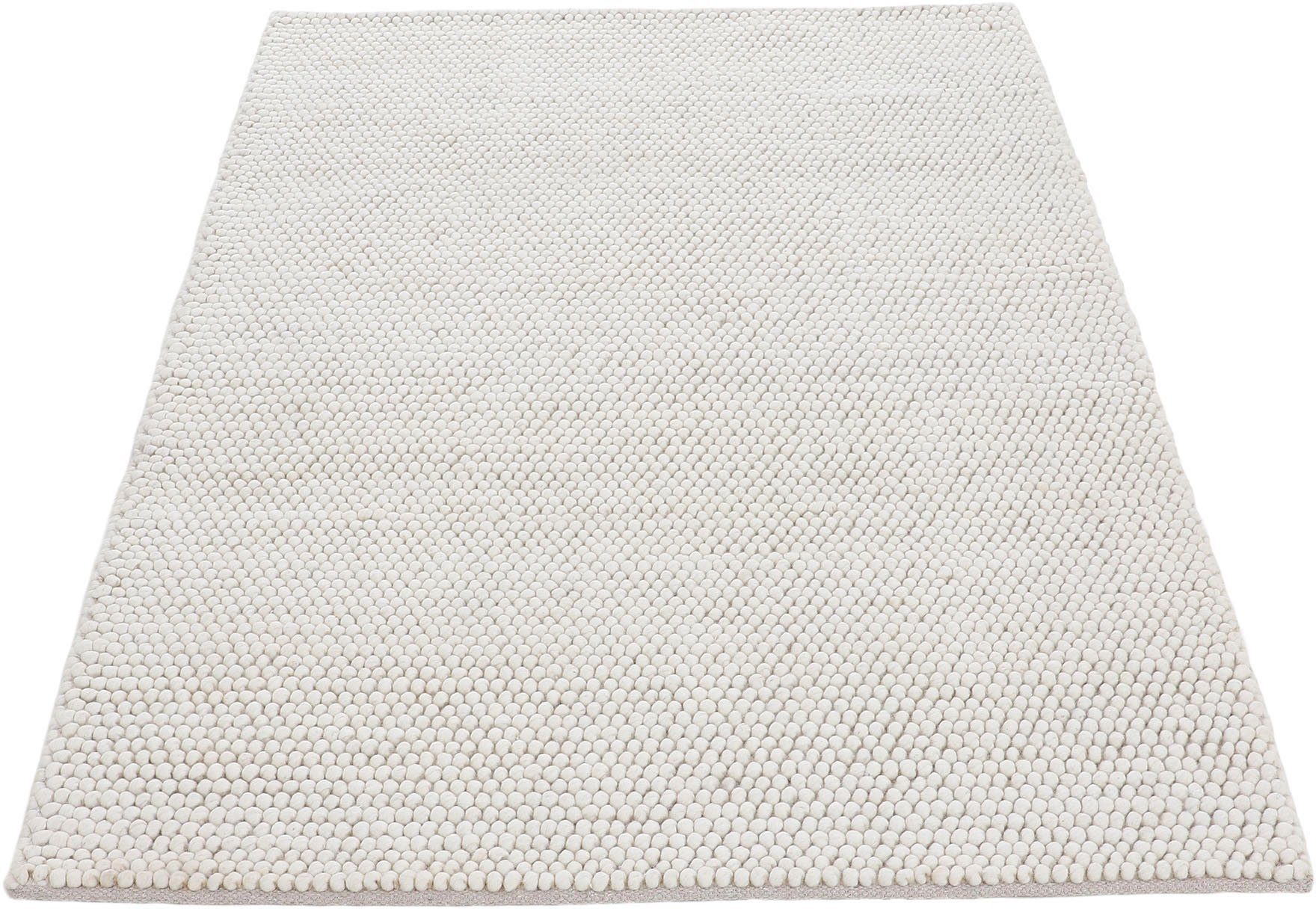 Teppich Calo, carpetfine, rechteckig, Farben, beige Wolle handgewebt, Handweb 70% mm, Uni Teppich, meliert, Höhe: 16