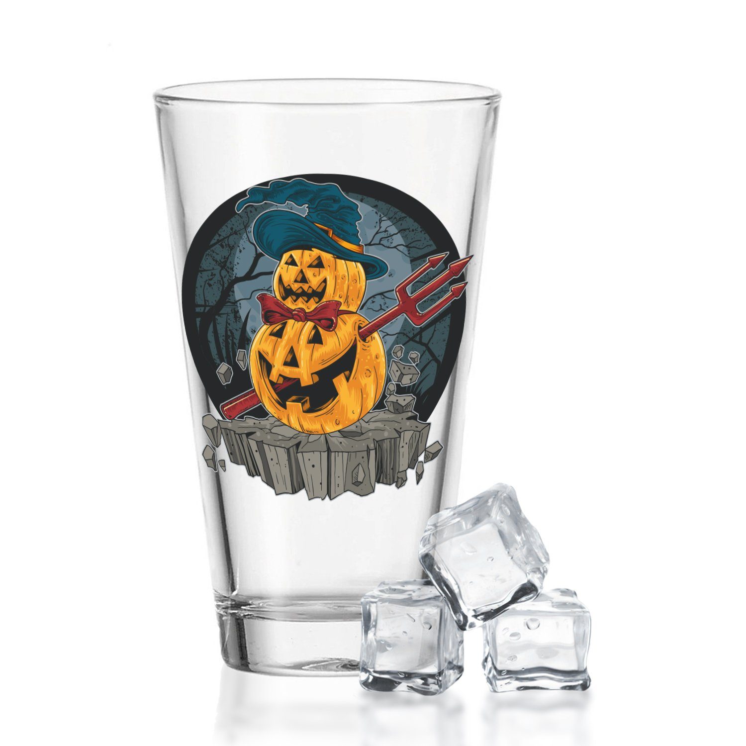Glas Wasserglas mit UV-Druck - Pumpkin Design
