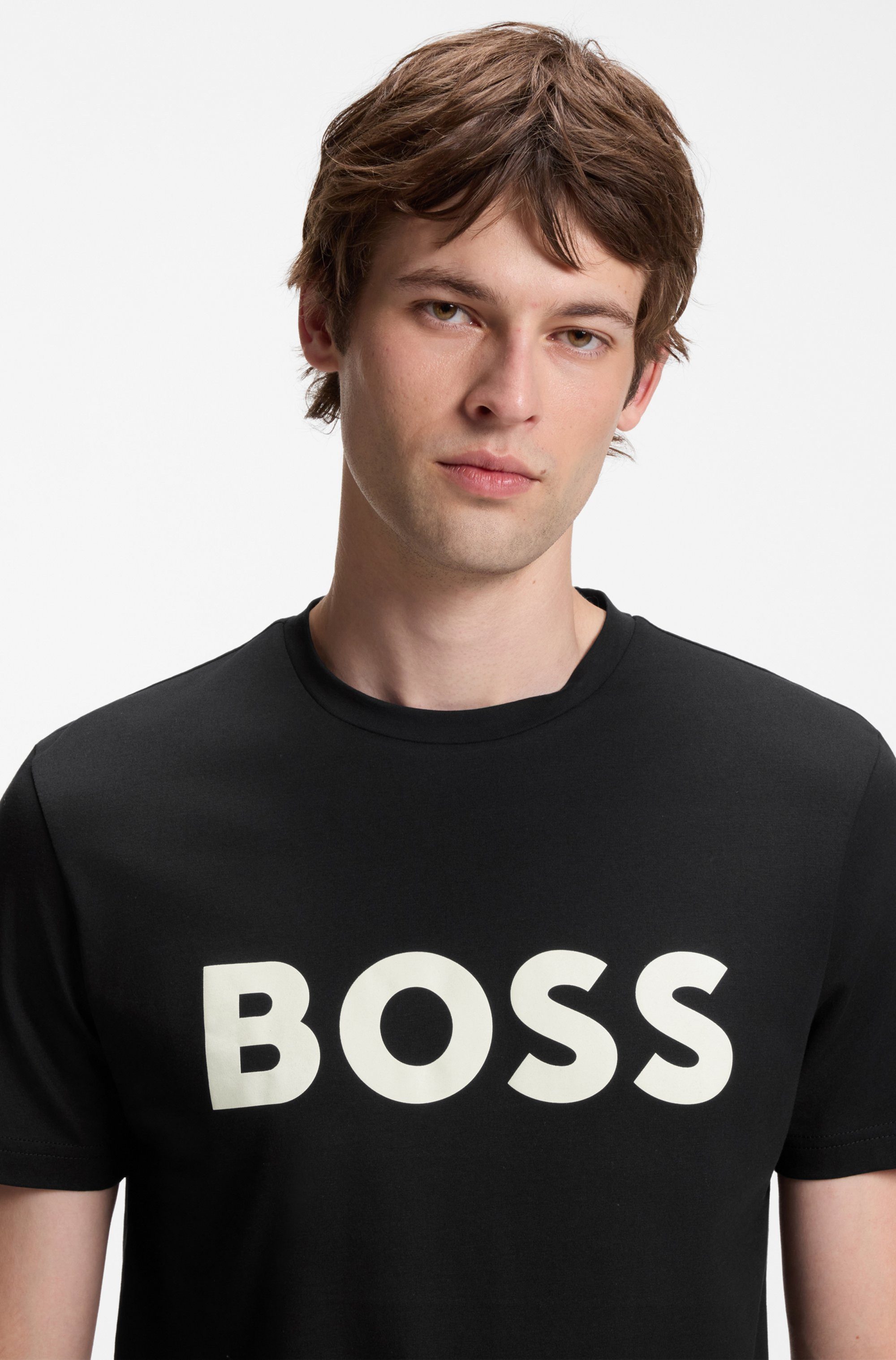 BOSS ORANGE T-Shirt Thinking (1-tlg) Rundhalsausschnitt, Regular Fit, großer Logodruck – Bild 5 von 5