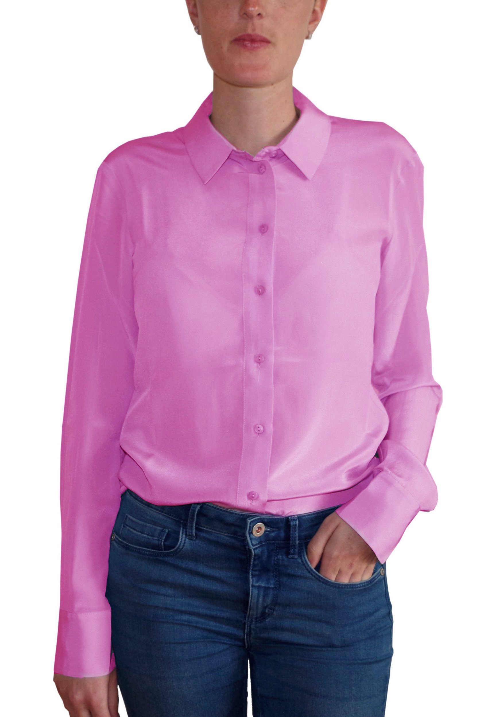 Posh Gear Seidenbluse Damen Seidenbluse Collettoseta Bluse aus 100% Seide 100% Seide rosa