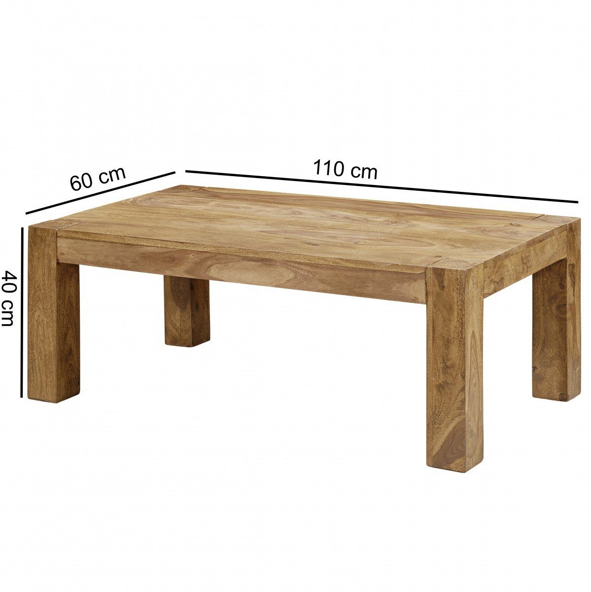 FINEBUY Couchtisch Couchtisch Massivholz 110cm · Rechteckiger Landhaus Wohn günstig online kaufen