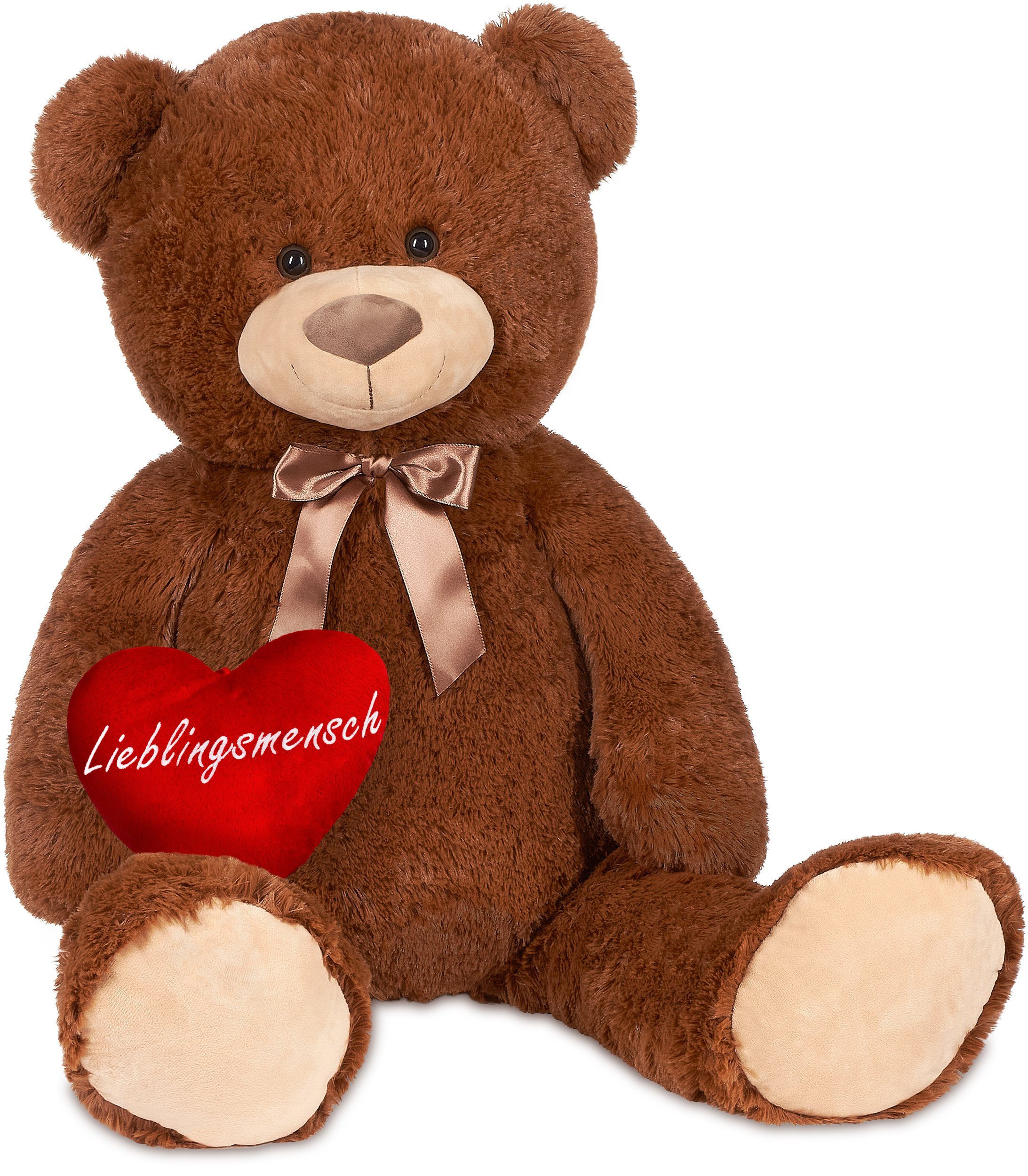 BRUBAKER Kuscheltier XXL Teddybär 100 cm groß mit Herz Lieblingsmensch  (1-St), großer Teddy Bär, Stofftier Plüschtier