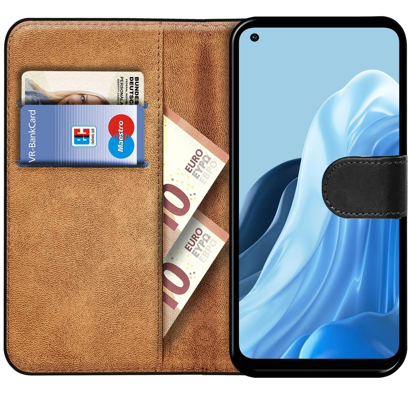 CoolGadget Handyhülle Wallet Klapp Tasche Book Case für OPPO Reno 8 Lite 5G 6,43 Zoll, Hülle Klapphülle Flip Cover Etui Schutzhülle