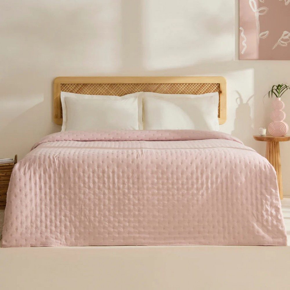 Karaca Home Tagesdecke Breezy Bettüberwurf Puderrosa 230x240 Cm
