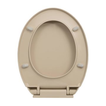 vidaXL WC-Sitz Toilettensitz mit Absenkautomatik Beige Oval