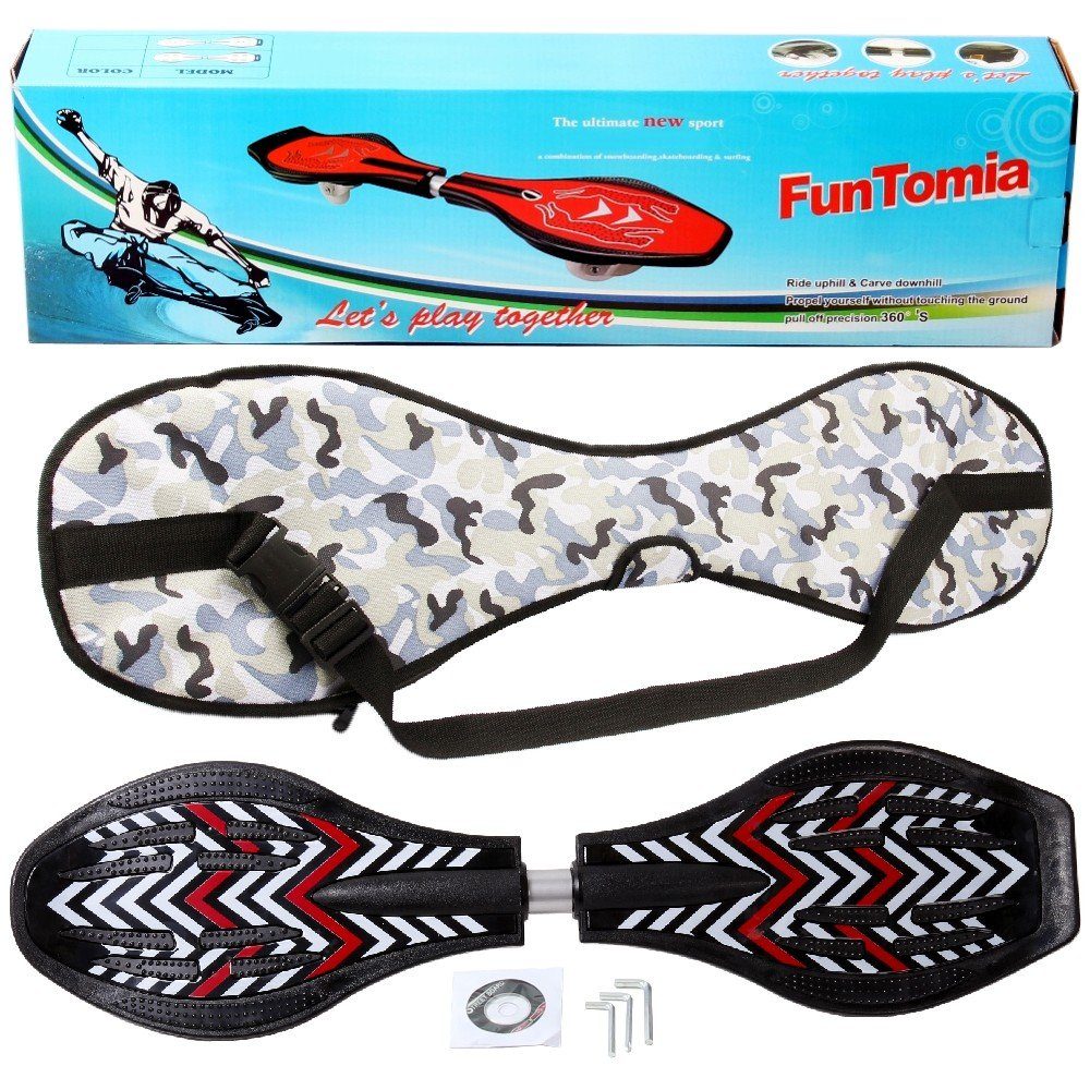 FunTomia Waveboard Waveboard mit Mach1 ABEC-9 Kugellager, LED Rollen & Tragetasche