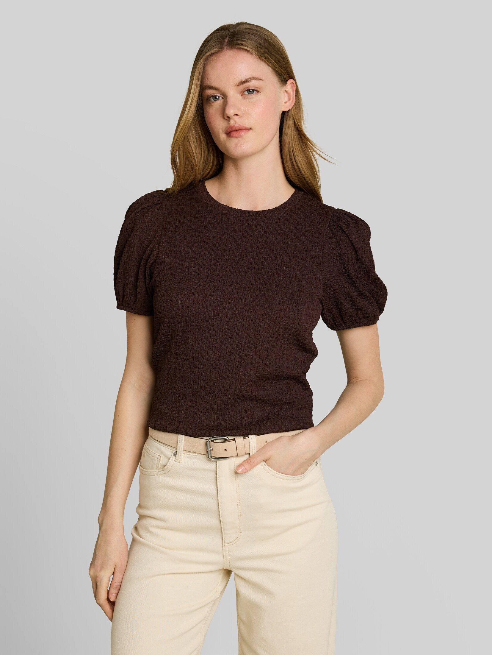 TOM TAILOR Denim T-Shirt T-Shirt Crinkle T-Shirt mit Ballonärmeln