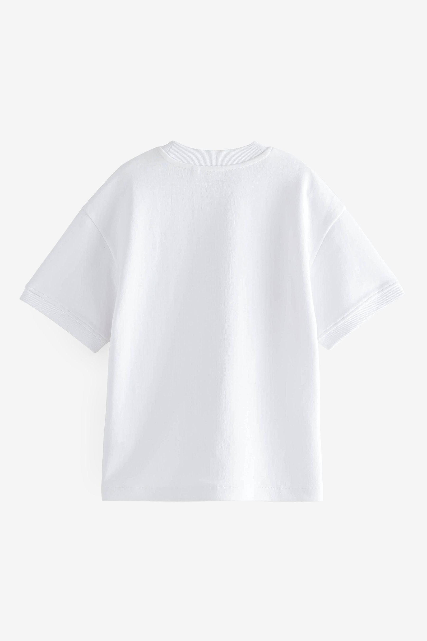 Fit Relaxed T-Shirt Next in Material schwerem aus White (1-tlg) T-Shirt